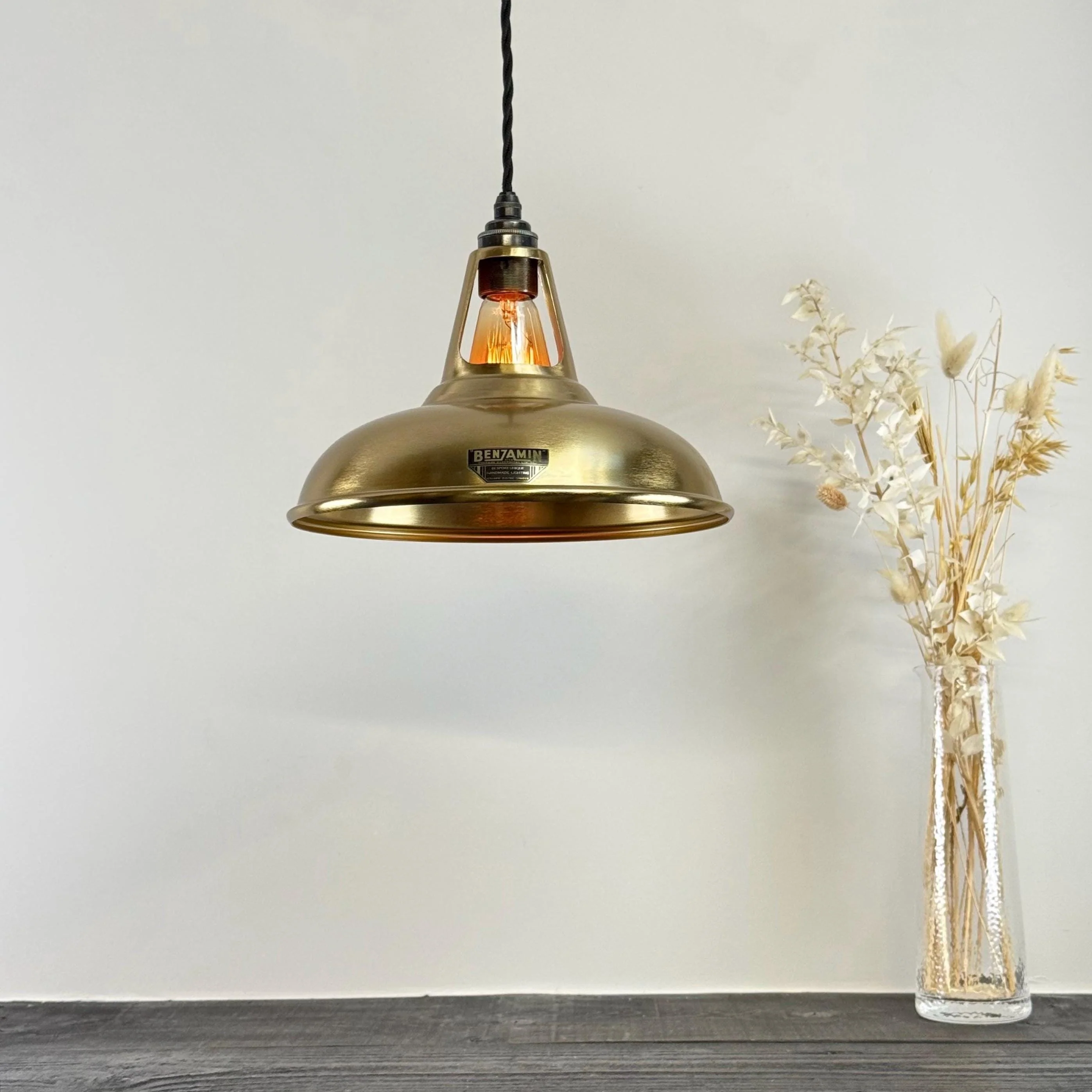 Cawston - Antique Brushed Brass Slotted Lampshade Pendant Ceiling Light *Factory Second* - 11 Inch - Image 2