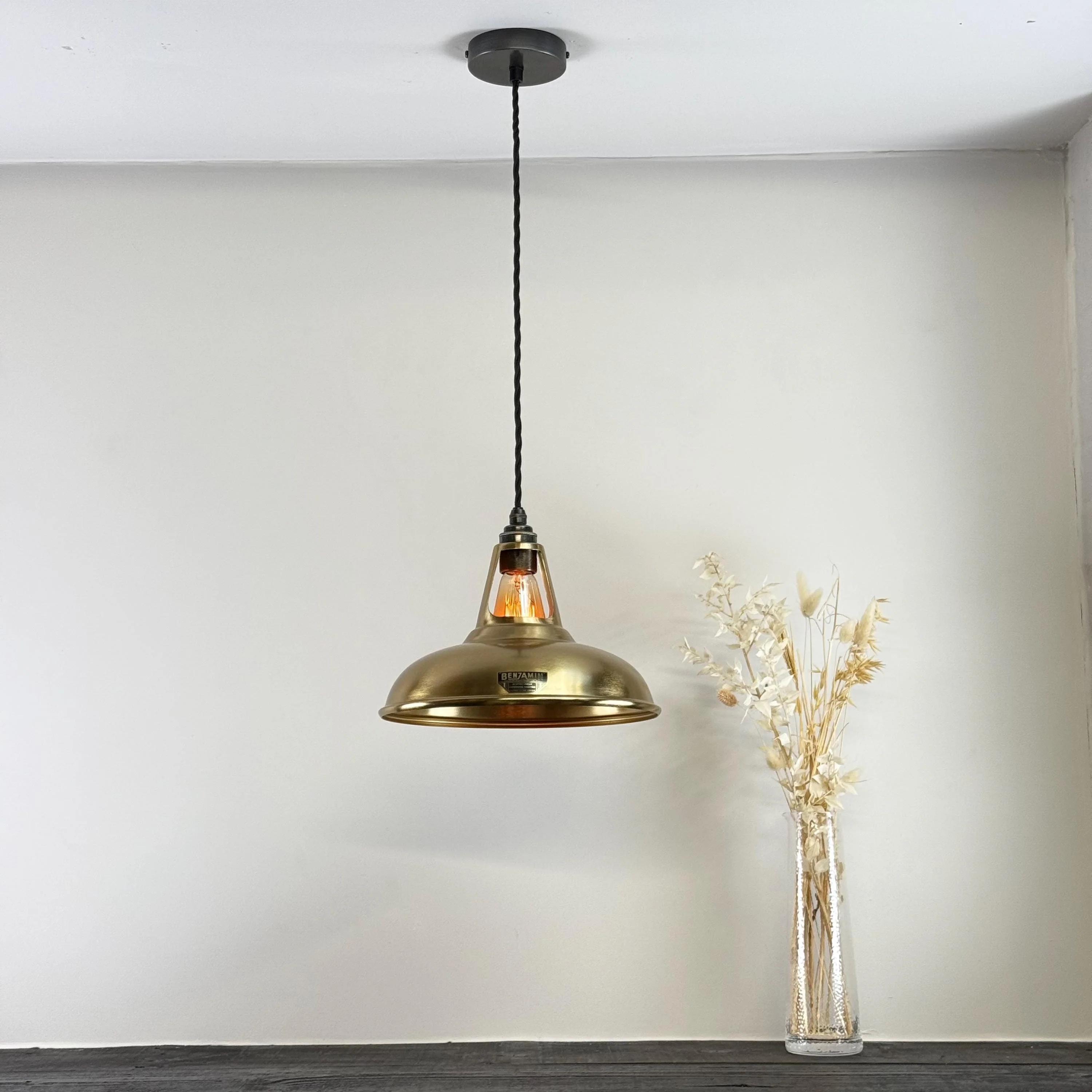 Cawston - Antique Brushed Brass Slotted Lampshade Pendant Ceiling Light *Factory Second* - 11 Inch - Image 4