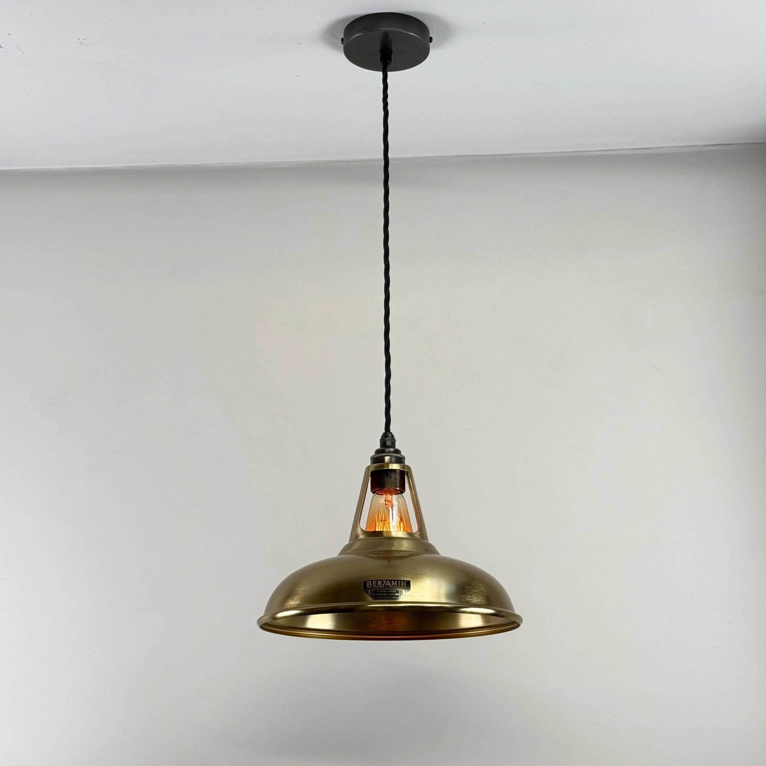 Cawston - Antique Brushed Brass Slotted Lampshade Pendant Ceiling Light *Factory Second* - 11 Inch - Image 5