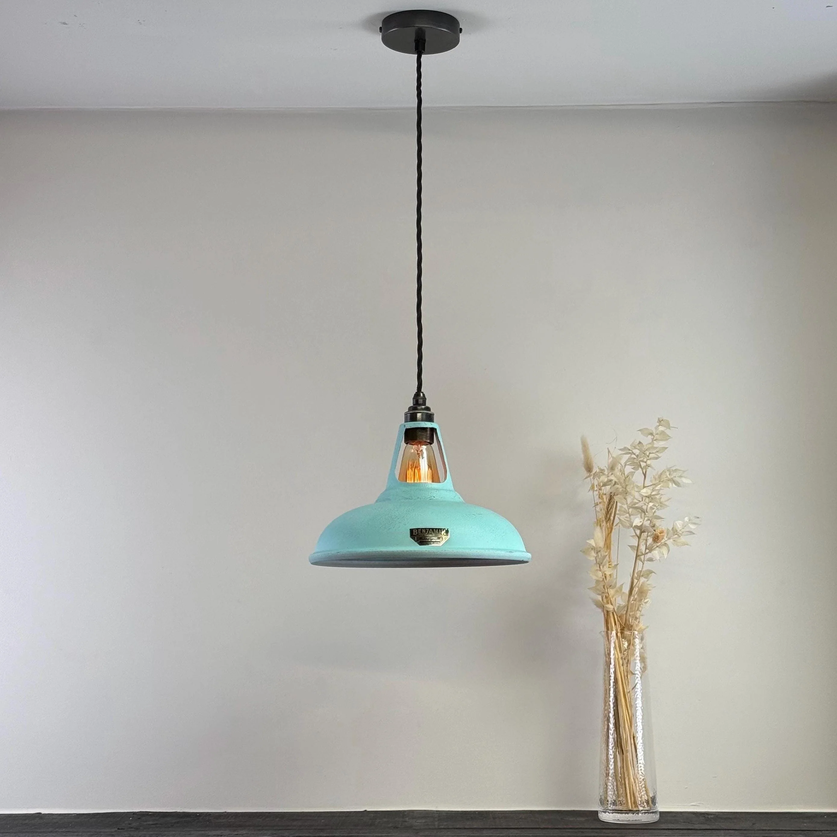 Cawston - Copper Verdigris Patina Finish Slotted Lampshade Pendant Ceiling Light - 11 Inch - Image 4