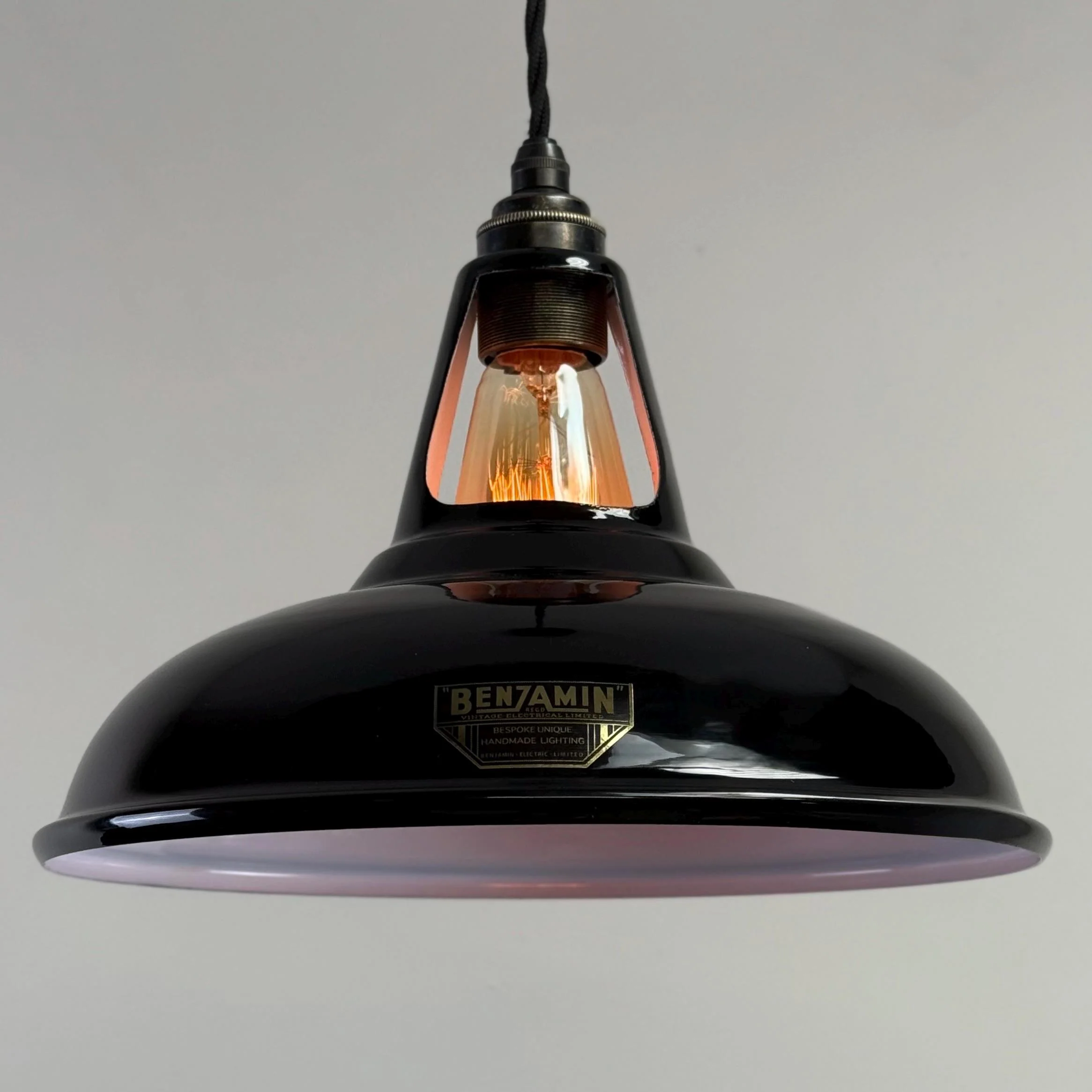 Cawston - Midnight Black Slotted Lampshade Pendant Set Light *Factory Second* - 11 Inch