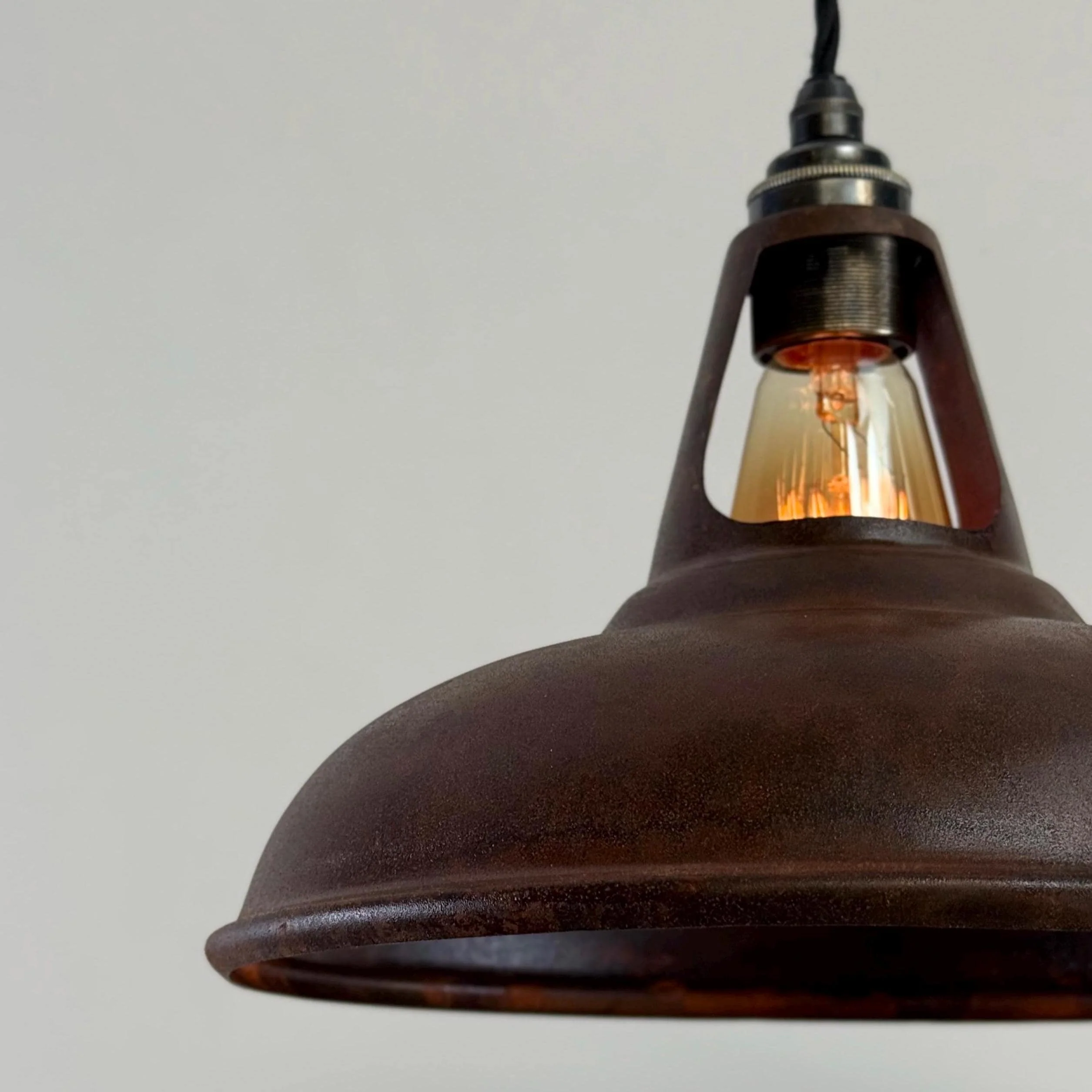 Cawston - Rusted Solid Steel Slotted Lampshade Pendant Set Light - 11 Inch - Image 6