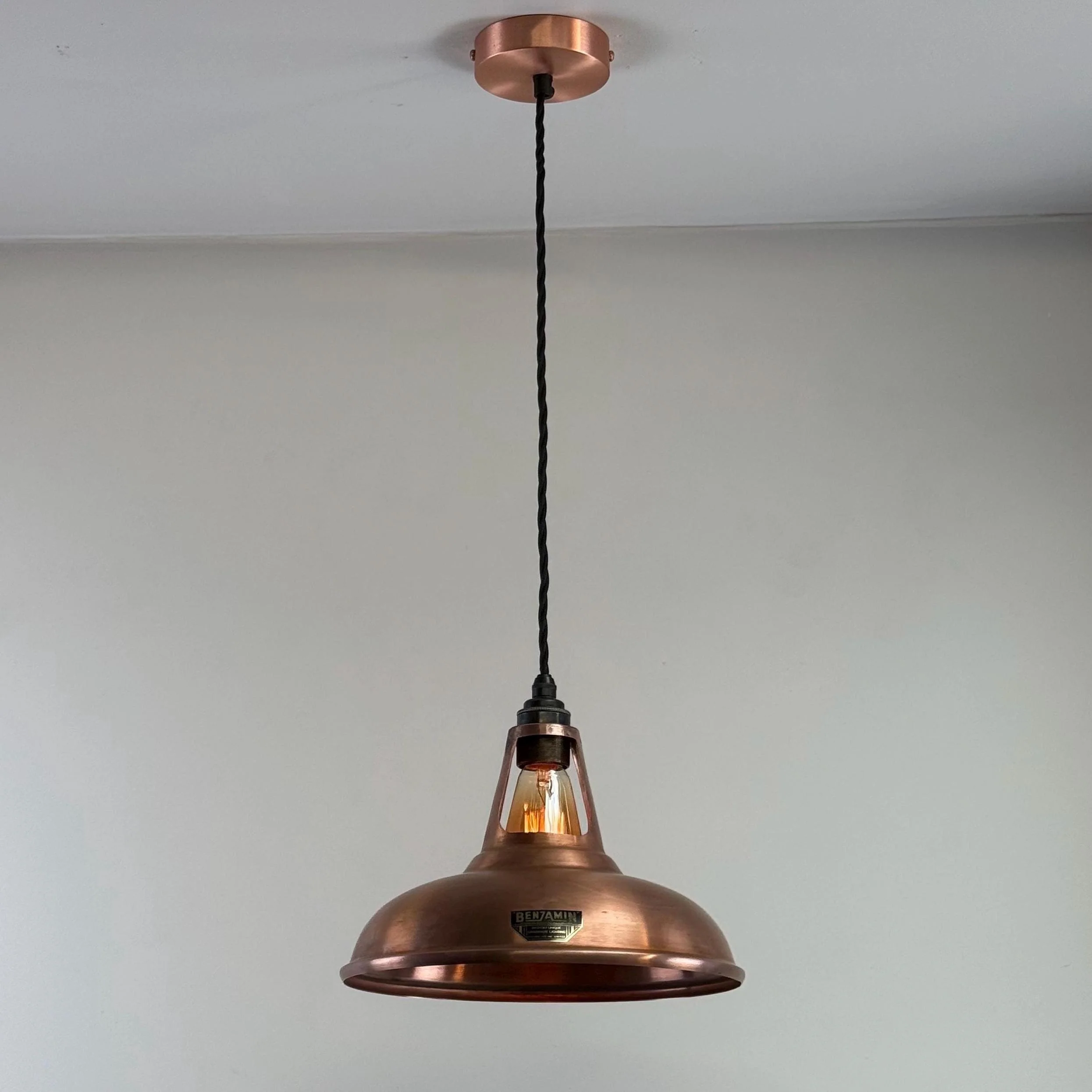 Cawston - Antique Copper Slotted Lampshade Pendant Ceiling Light - 11 Inch - Image 4