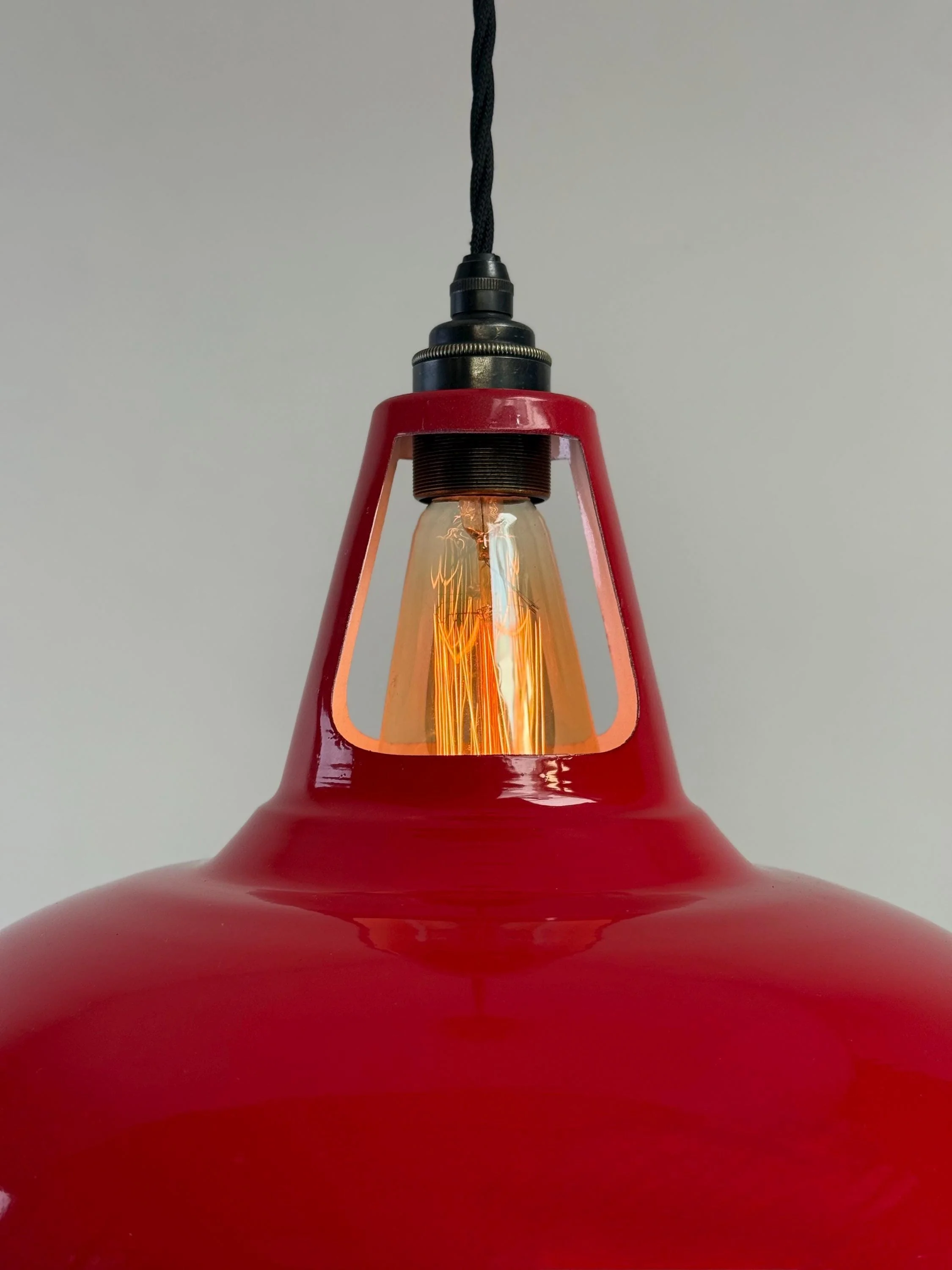 Cawston XL ~ British Red Solid Shade Slotted Design Pendant Set Light *Factory Second* ~ 14 Inch - Image 8