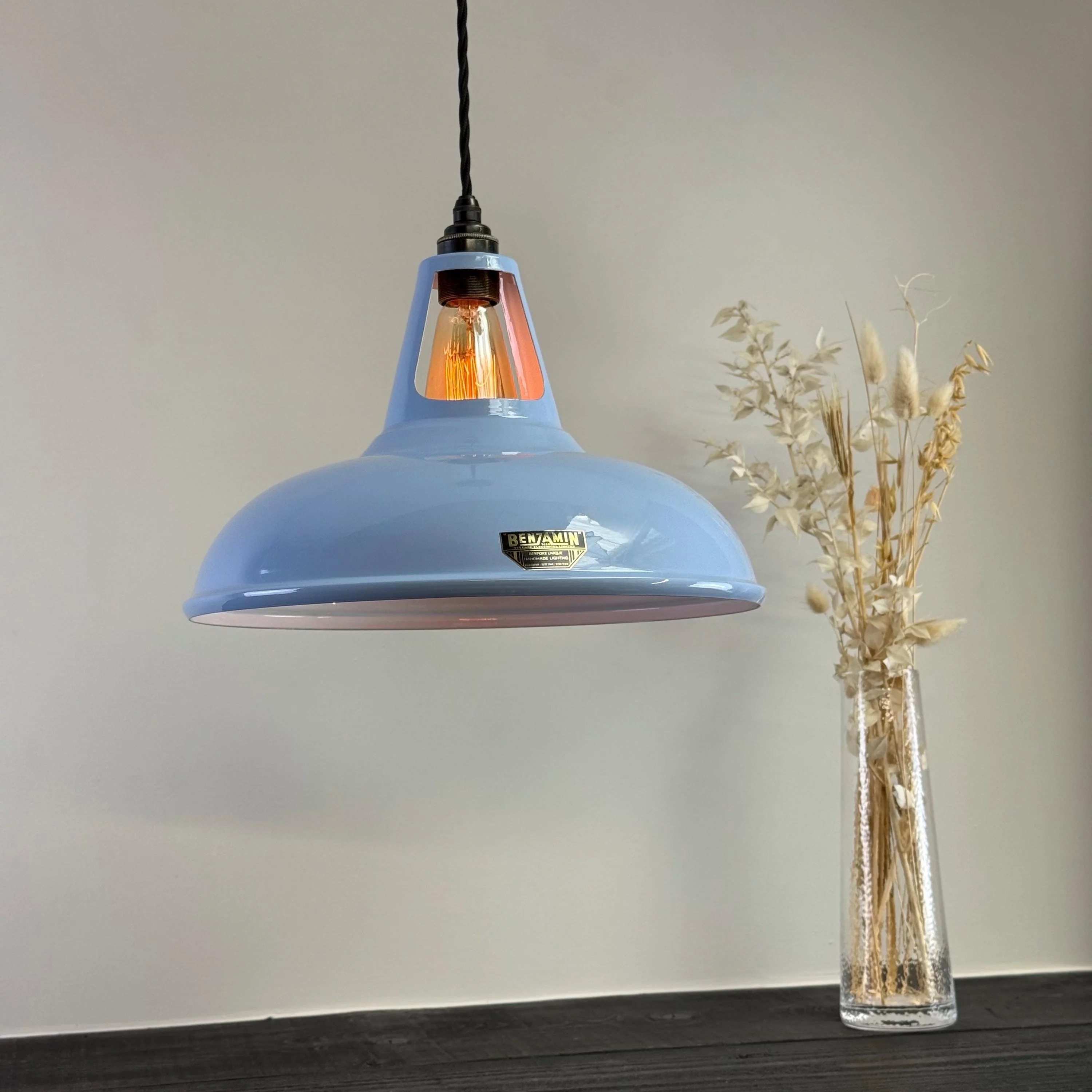 Cawston XL Cool Blue Slotted Lampshade Pendant Set Light *Factory Second* - 14 Inch - Image 3