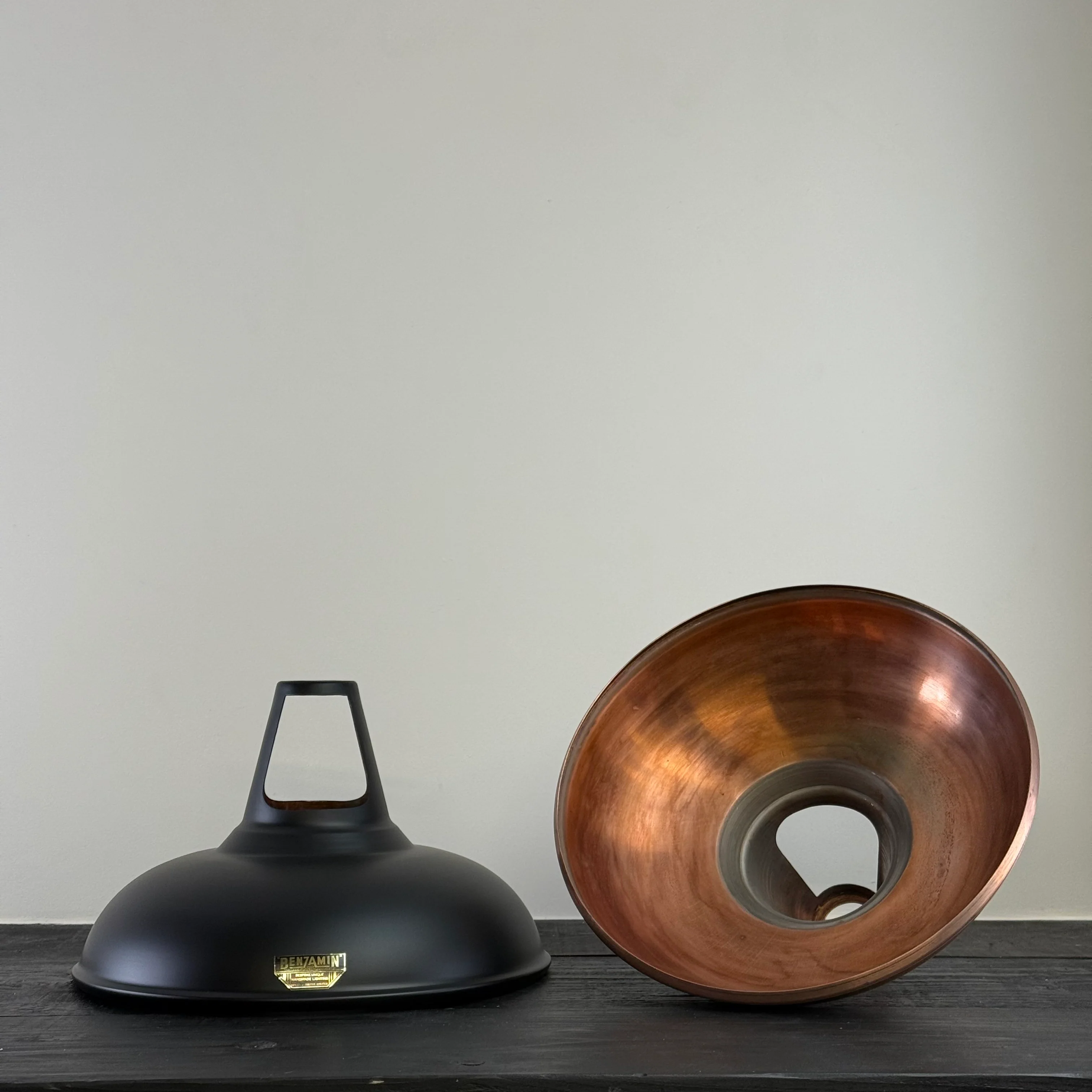 Cawston XL ~ Matt Black & Antique Copper Lampshade Slotted Design Pendant Light ~ 14 Inch - Image 10