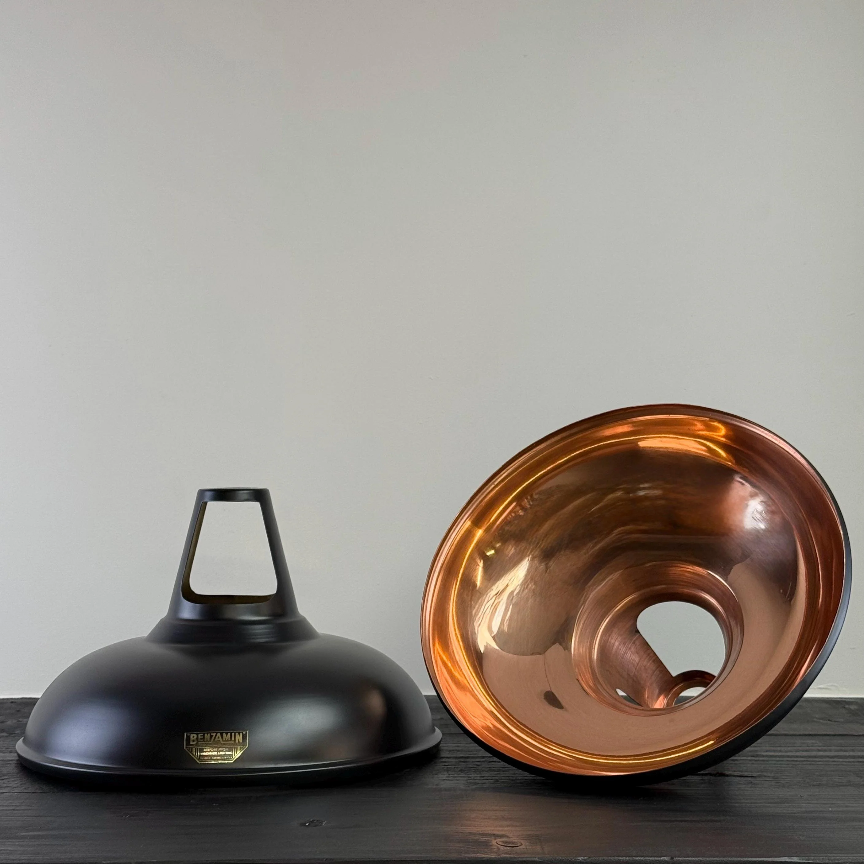 Cawston XL ~ Matt Black & Solid Copper Lampshade Slotted Design Pendant Ceiling Light ~ 14 Inch - Image 7