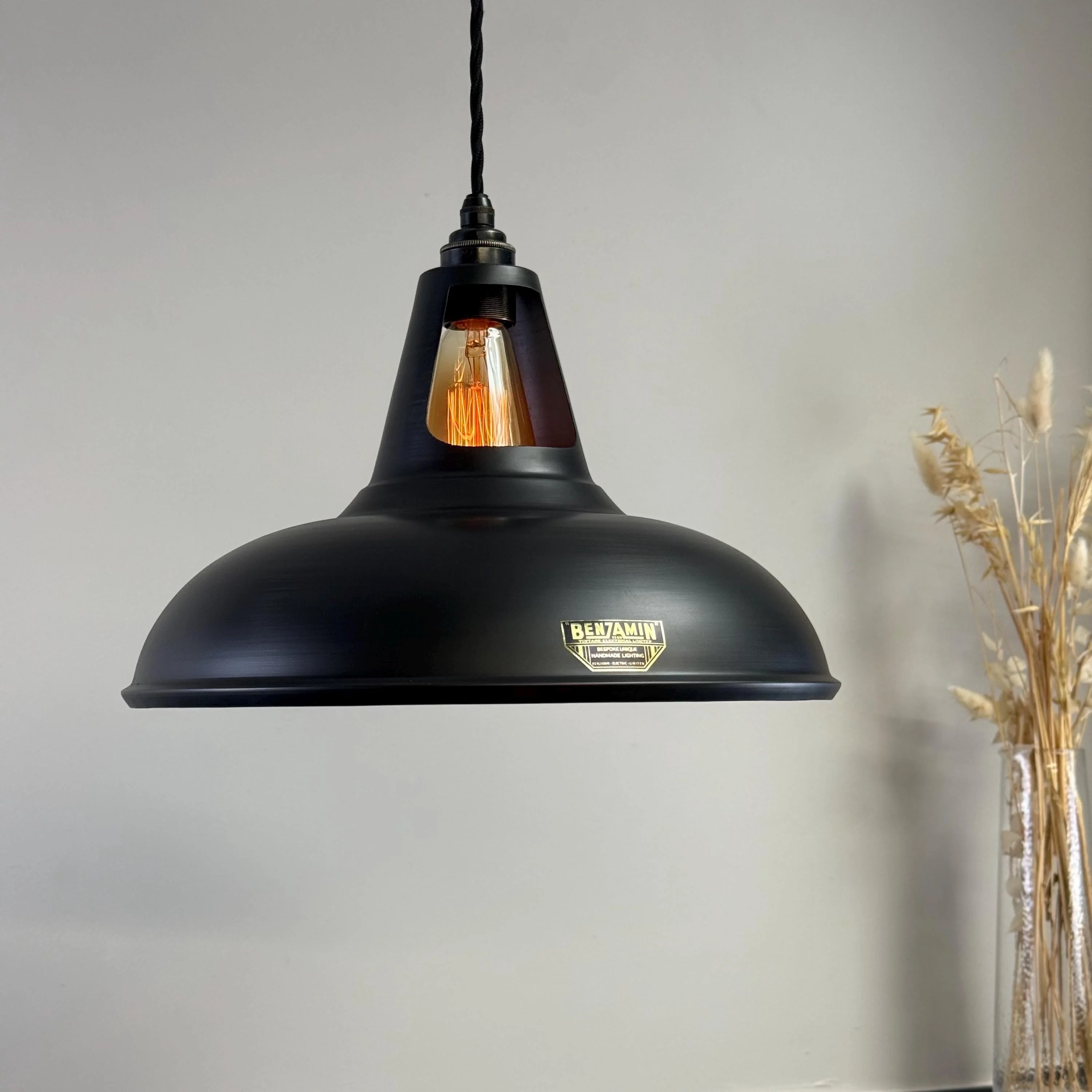 Cawston XL - Pewter Grey Lampshade Slotted Pendant Set Light - 14 Inch - Image 2