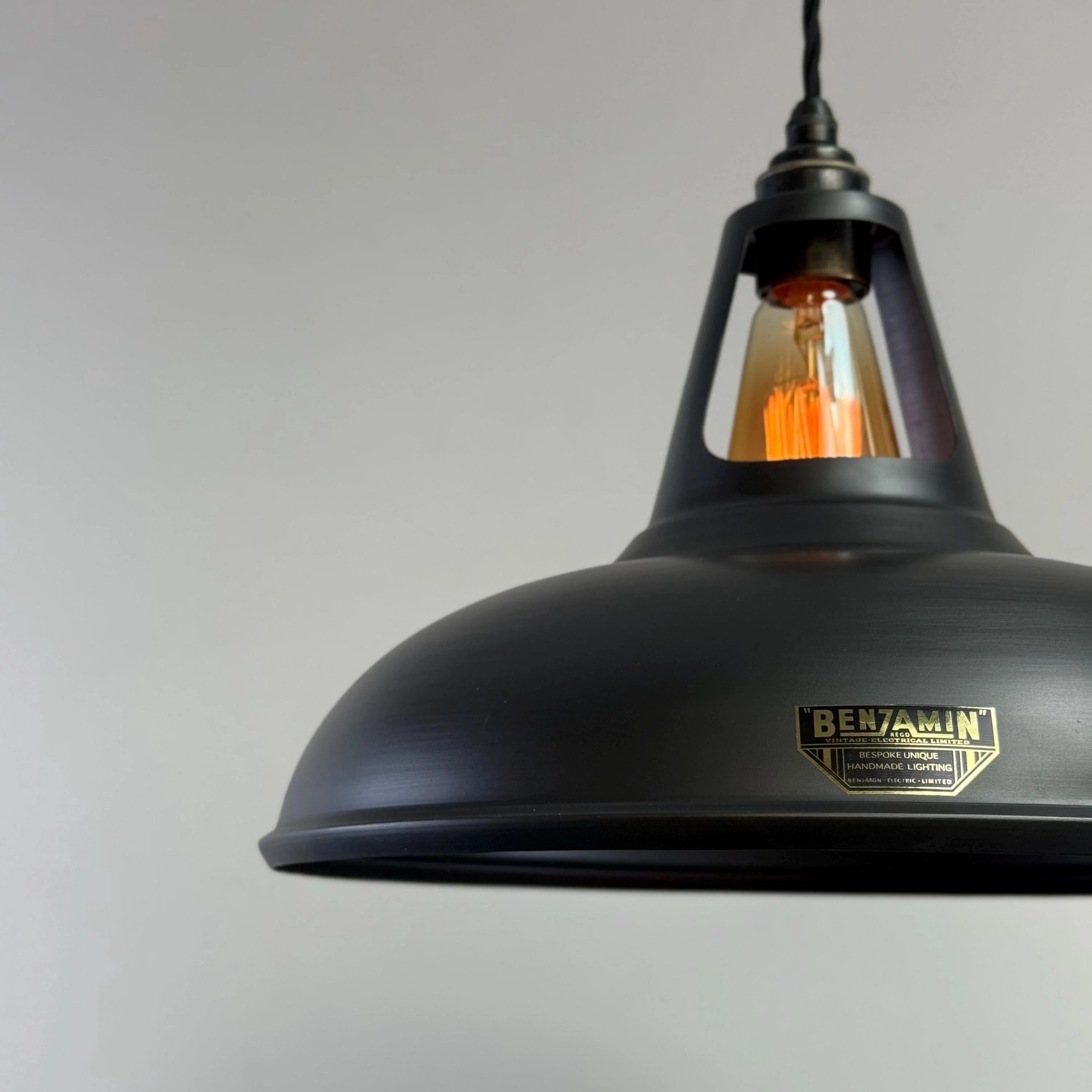 Cawston XL - Pewter Grey Lampshade Slotted Pendant Set Light - 14 Inch - Image 5