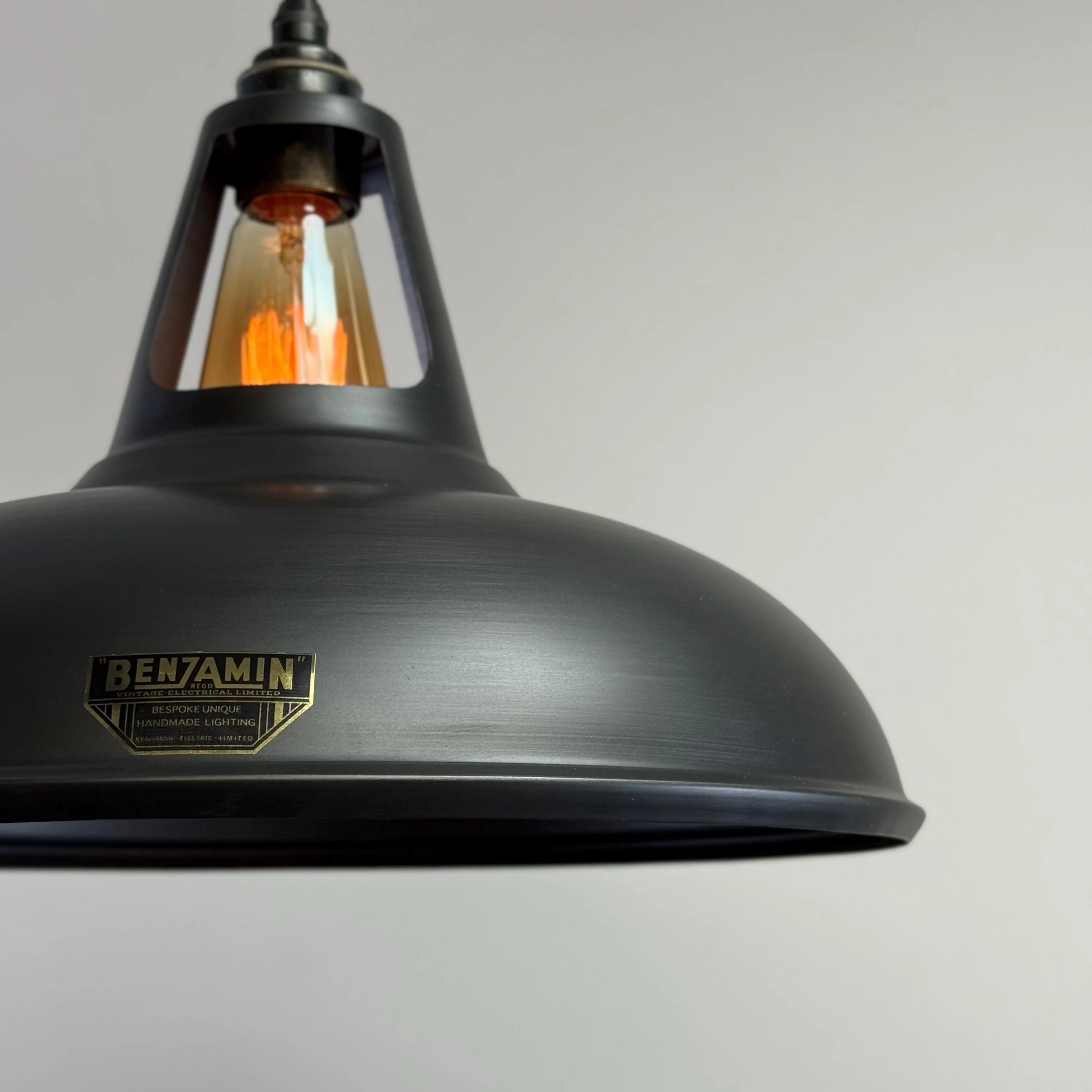 Cawston XL - Pewter Grey Lampshade Slotted Pendant Set Light - 14 Inch - Image 7