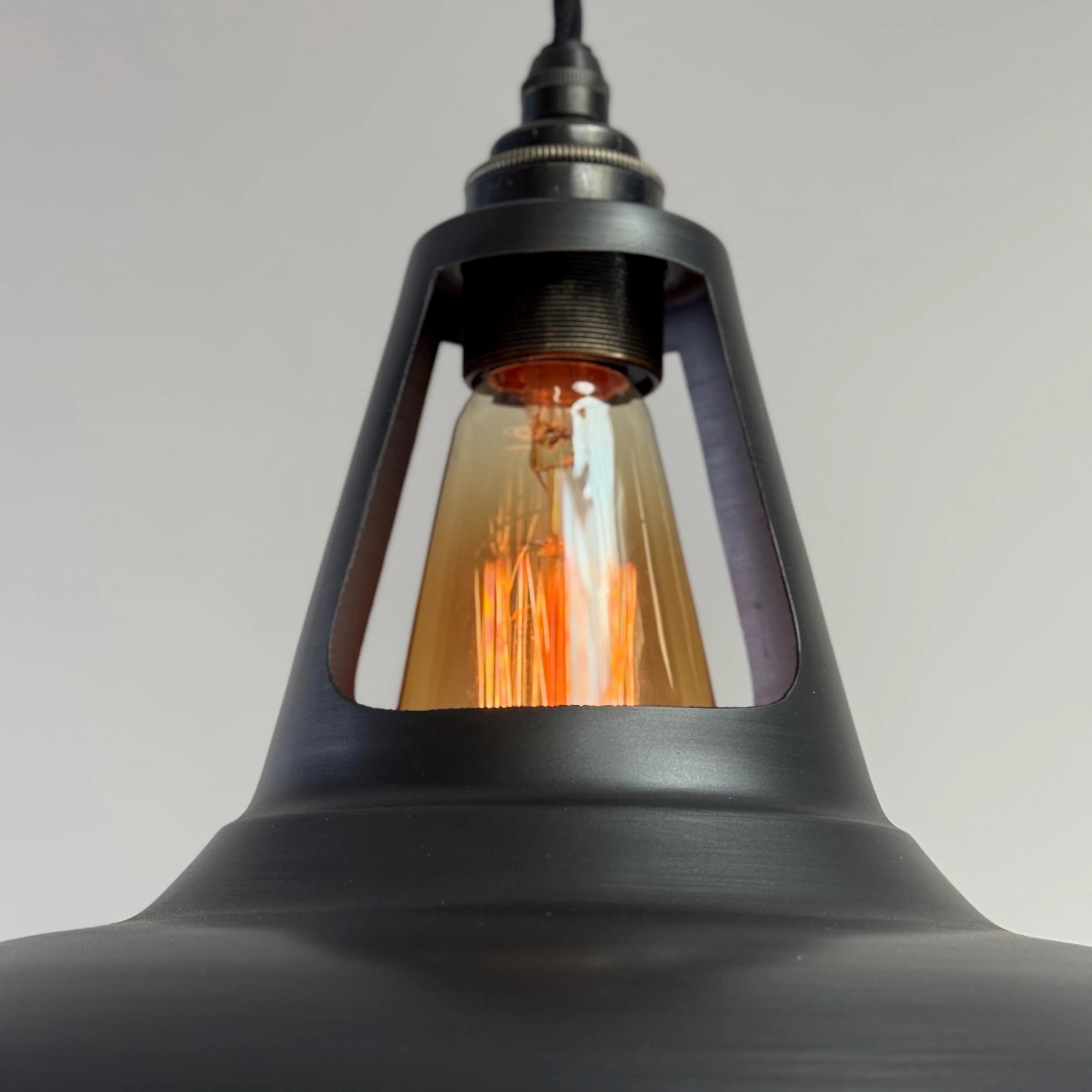 Cawston XL - Pewter Grey Lampshade Slotted Pendant Set Light - 14 Inch - Image 8
