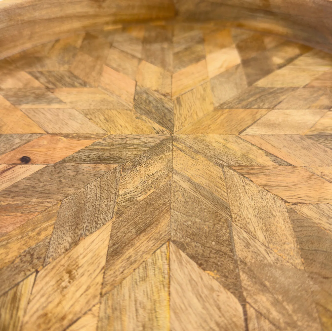 Moët & Chandon Champagne Medium Round Wooden Serving Tray Natural Wooden Patchwork - Image 8