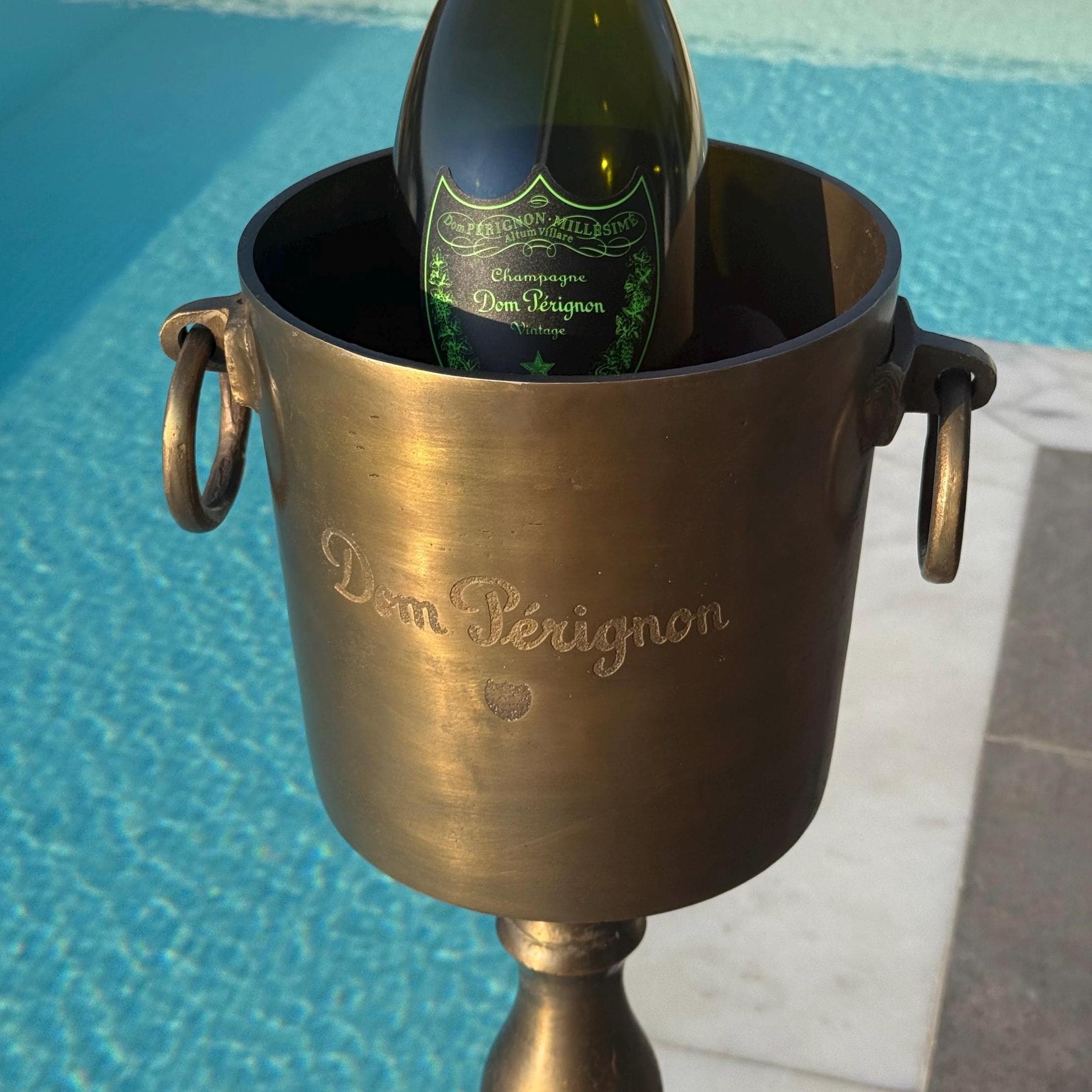 Dom Perignon Antique Brass ~ Solid Cast Engraved Champagne Floor Standing Ice Bucket | Wine Cooler - Image 7