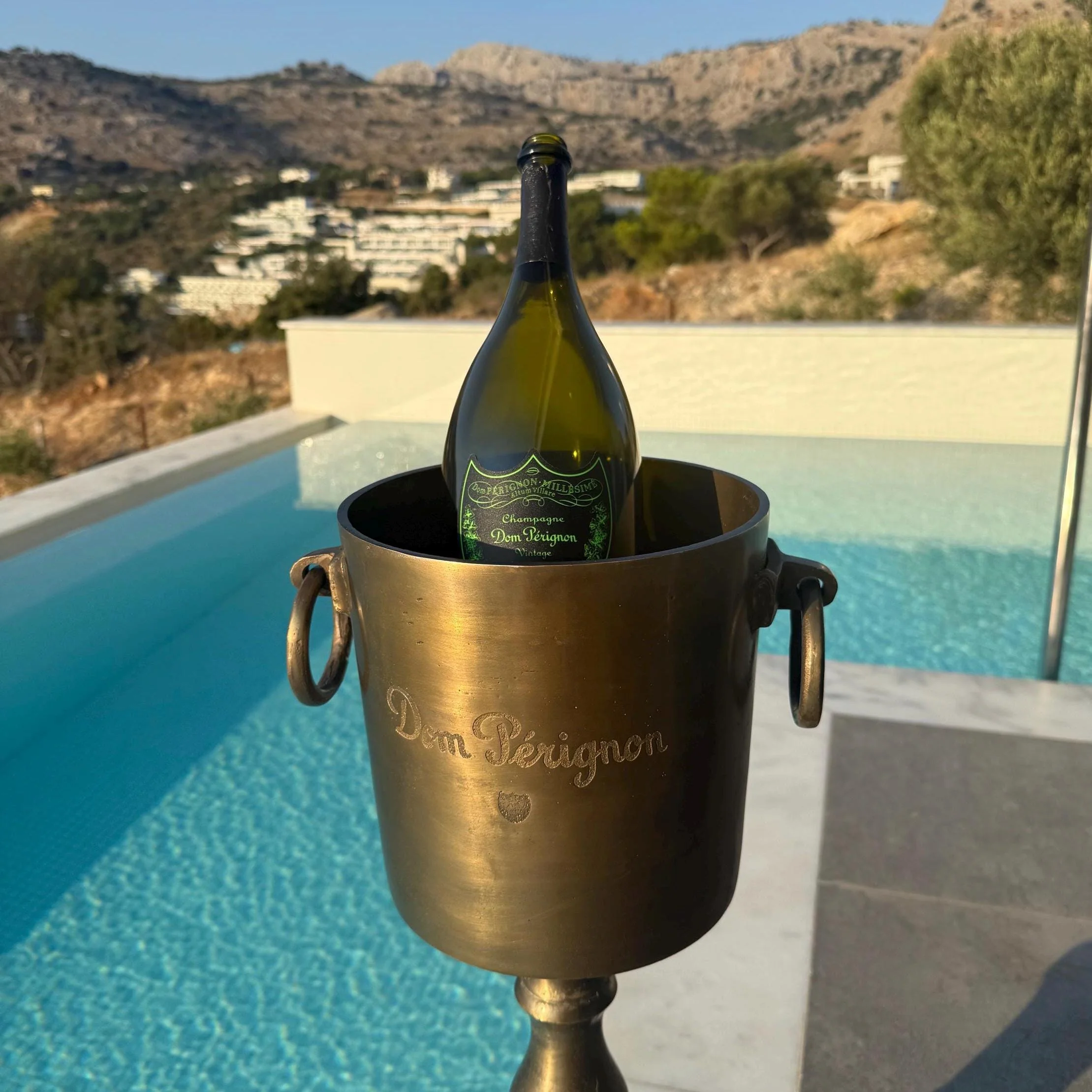 Dom Perignon Antique Brass ~ Solid Cast Engraved Champagne Floor Standing Ice Bucket | Wine Cooler - Image 8