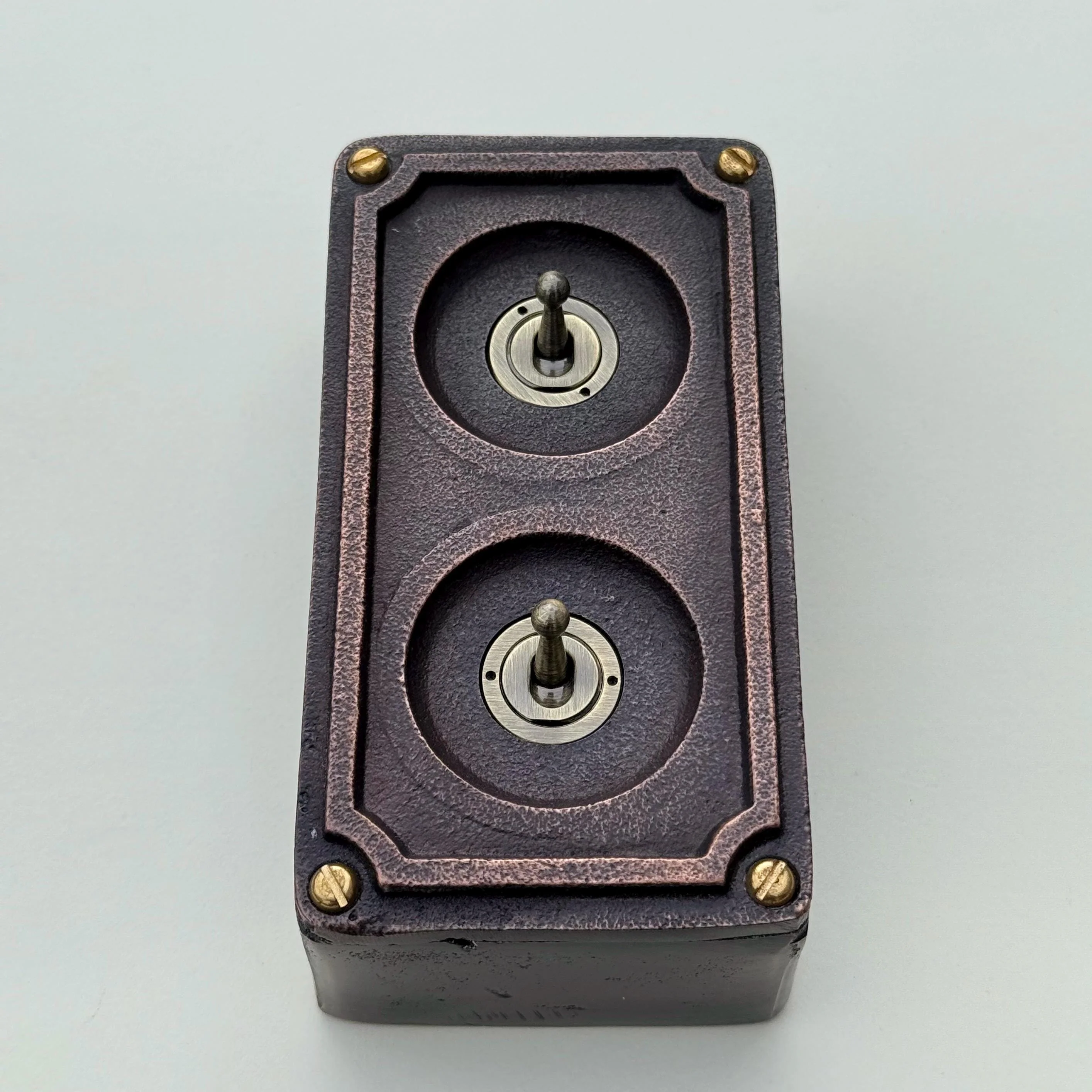 Double 2 Gang Antique Copper Metal Conduit Light Switch - Image 5
