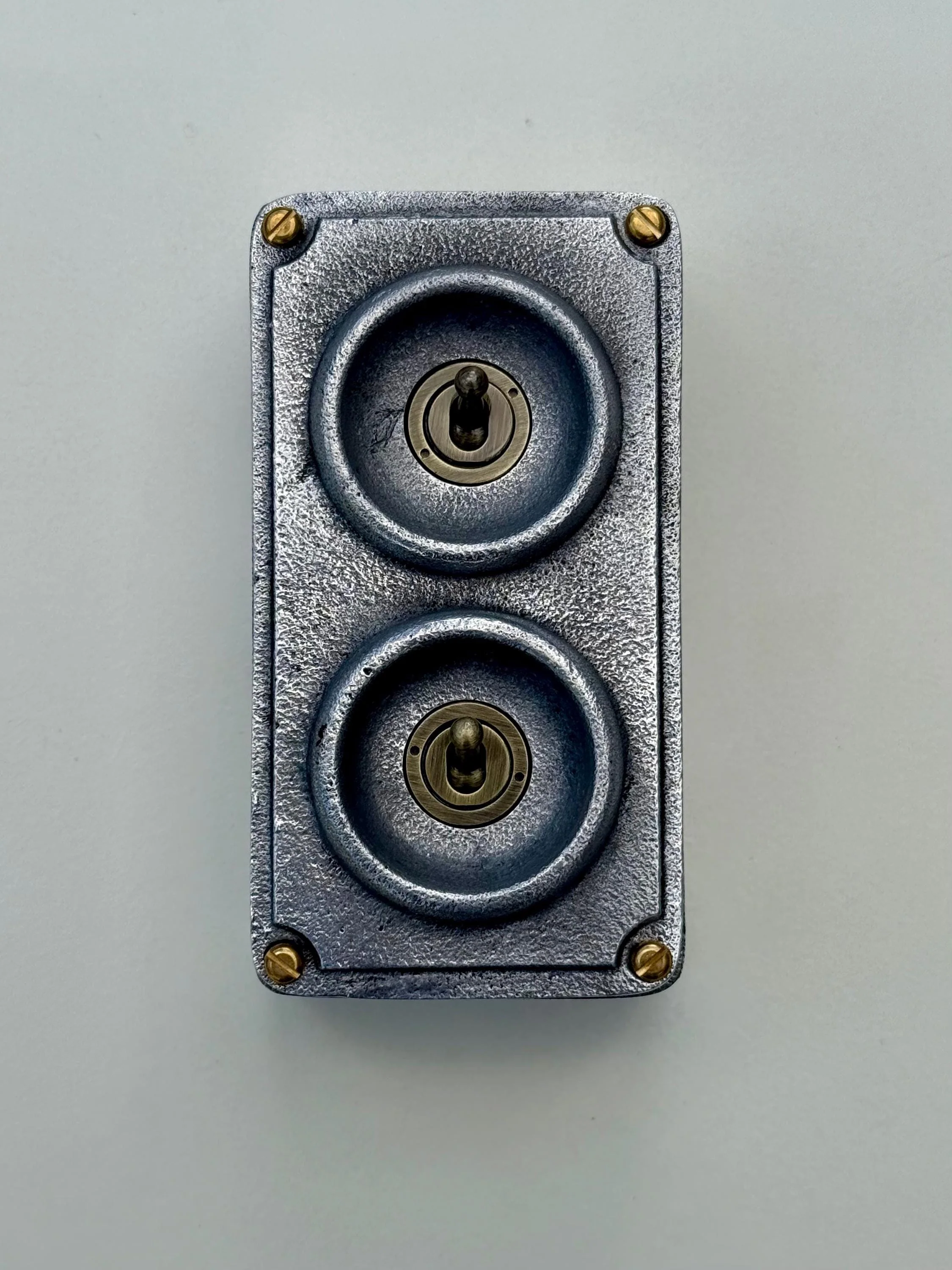 Double 2 Gang Solid Cast Metal Conduit Light Switch Industrial 2 Way - Vintage Crabtree Style - Image 2