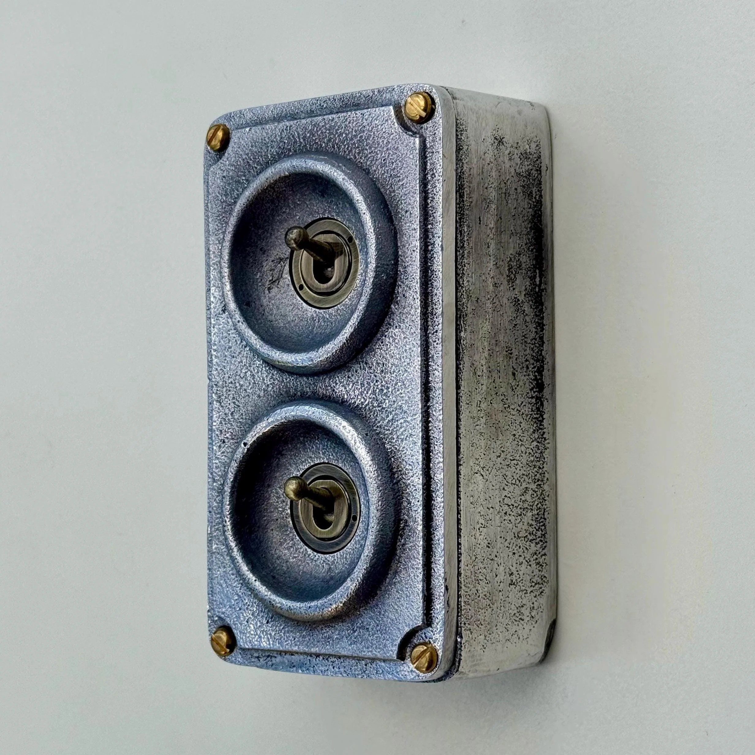 Double 2 Gang Solid Cast Metal Conduit Light Switch Industrial 2 Way - Vintage Crabtree Style - Image 3