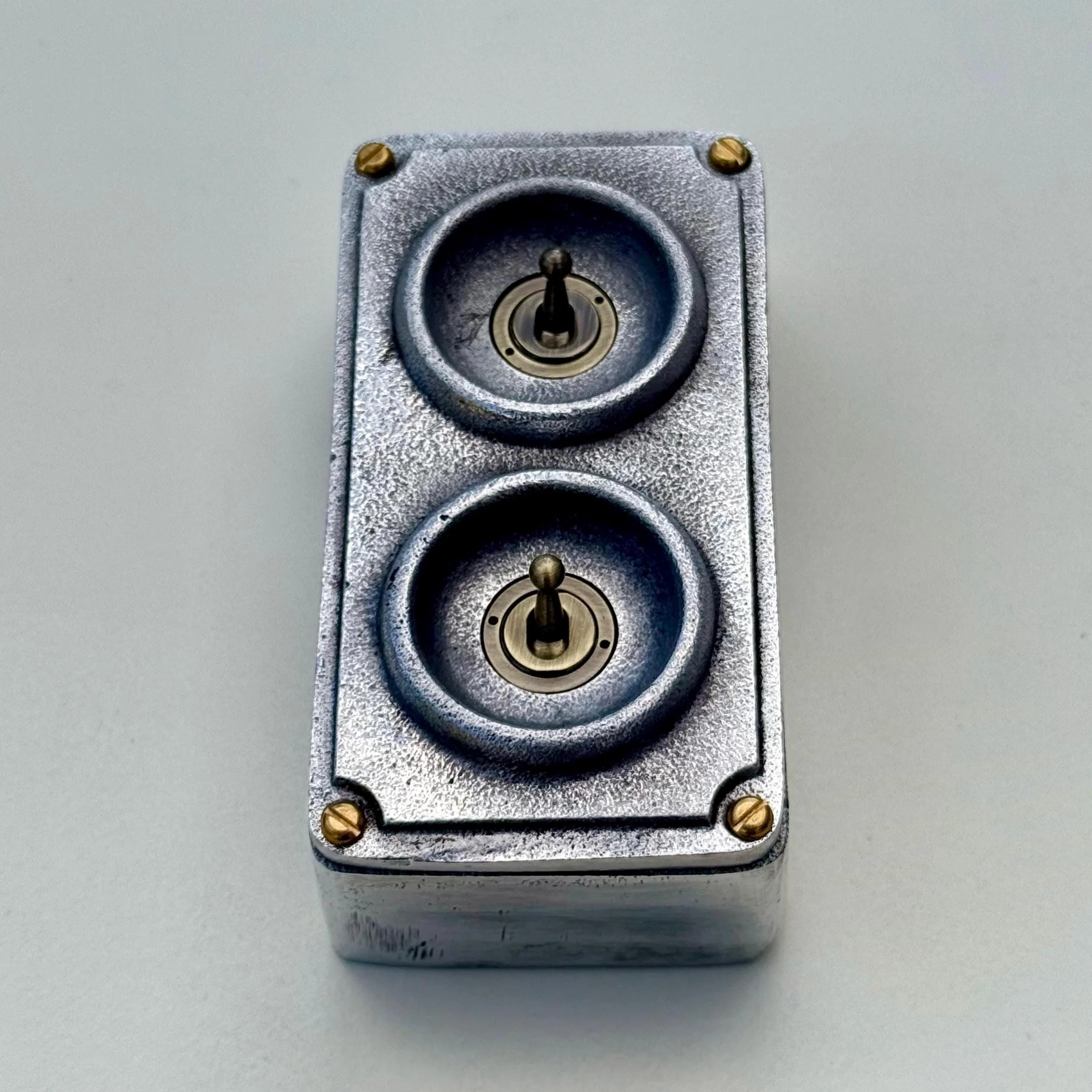 Double 2 Gang Solid Cast Metal Conduit Light Switch Industrial 2 Way - Vintage Crabtree Style - Image 4