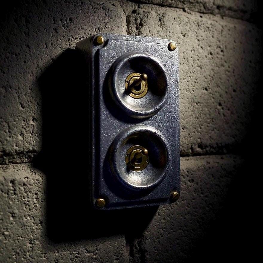 Double 2 Gang Solid Cast Metal Conduit Light Switch Industrial 2 Way - Vintage Crabtree Style - Image 5
