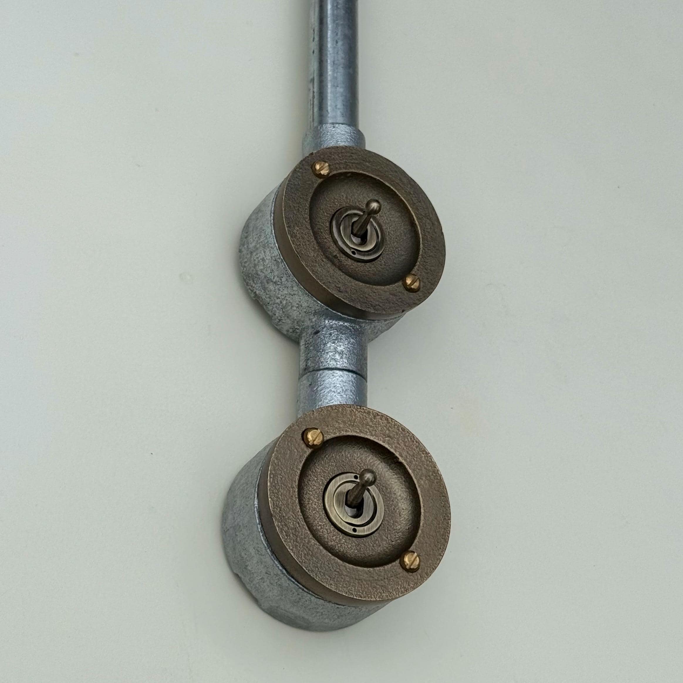 Double Gang Solid Cast Conduit Metal Light Switch Industrial 2 Way - Vintage Crabtree - Image 2