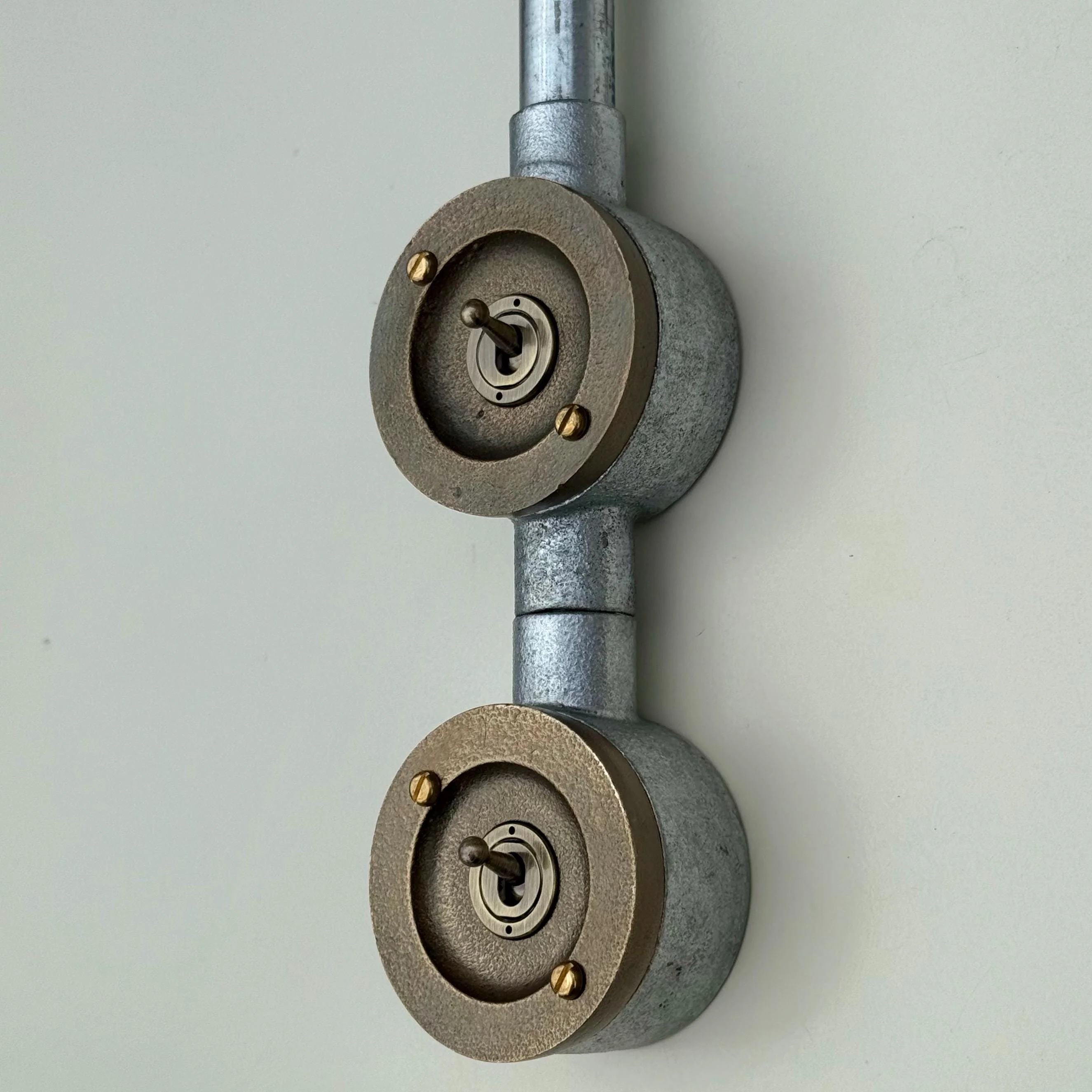 Double Gang Solid Cast Conduit Metal Light Switch Industrial 2 Way - Vintage Crabtree - Image 3