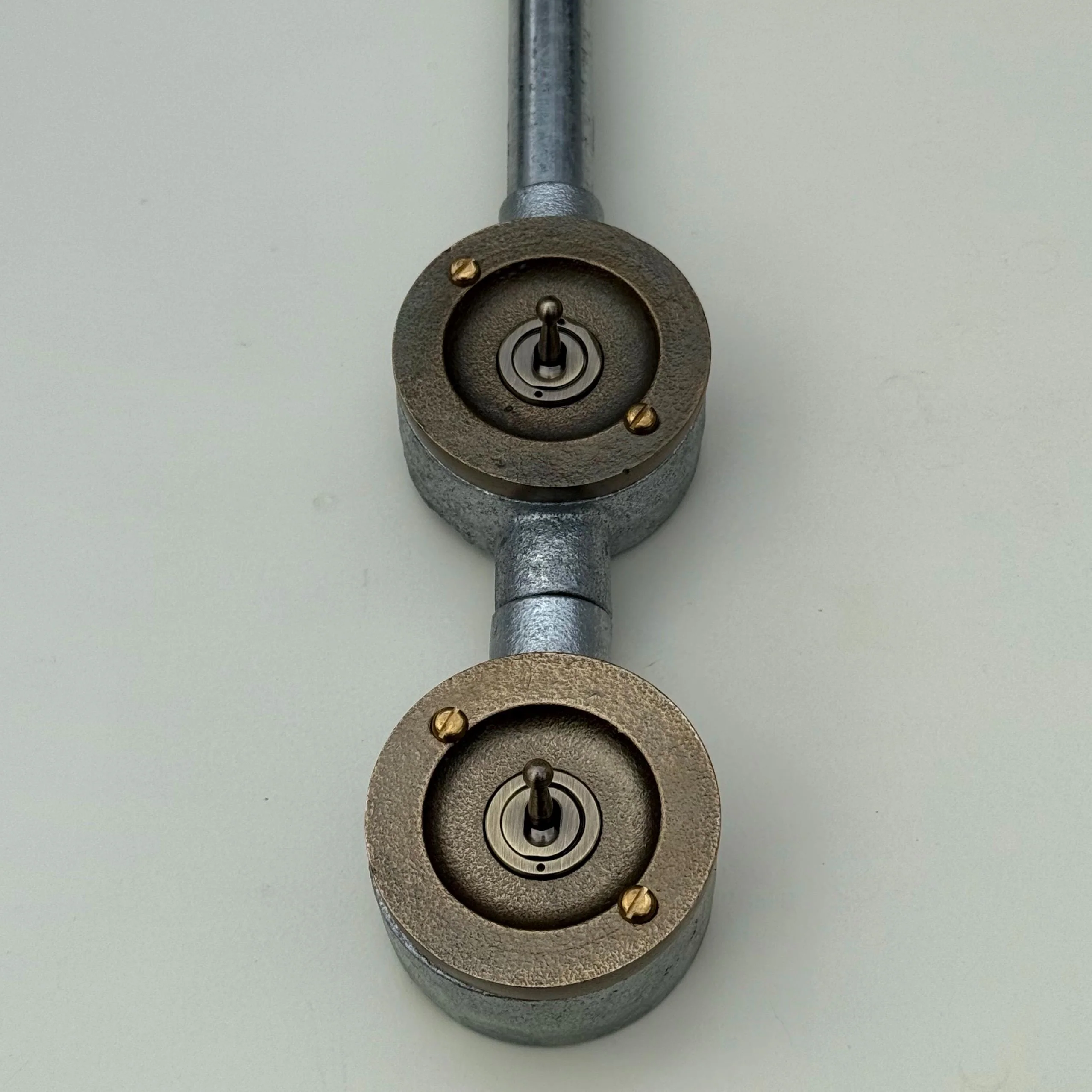 Double Gang Solid Cast Conduit Metal Light Switch Industrial 2 Way - Vintage Crabtree - Image 4