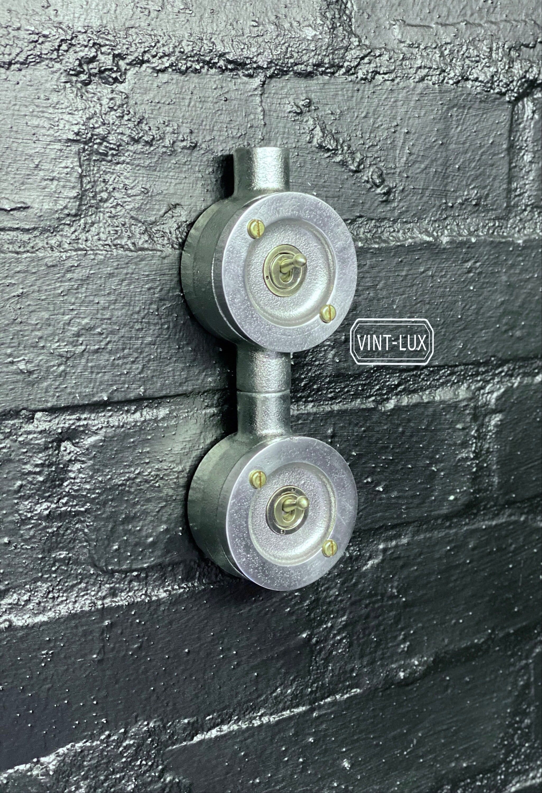 Double Gang Solid Cast Conduit Metal Light Switch Industrial 2 Way - Image 8