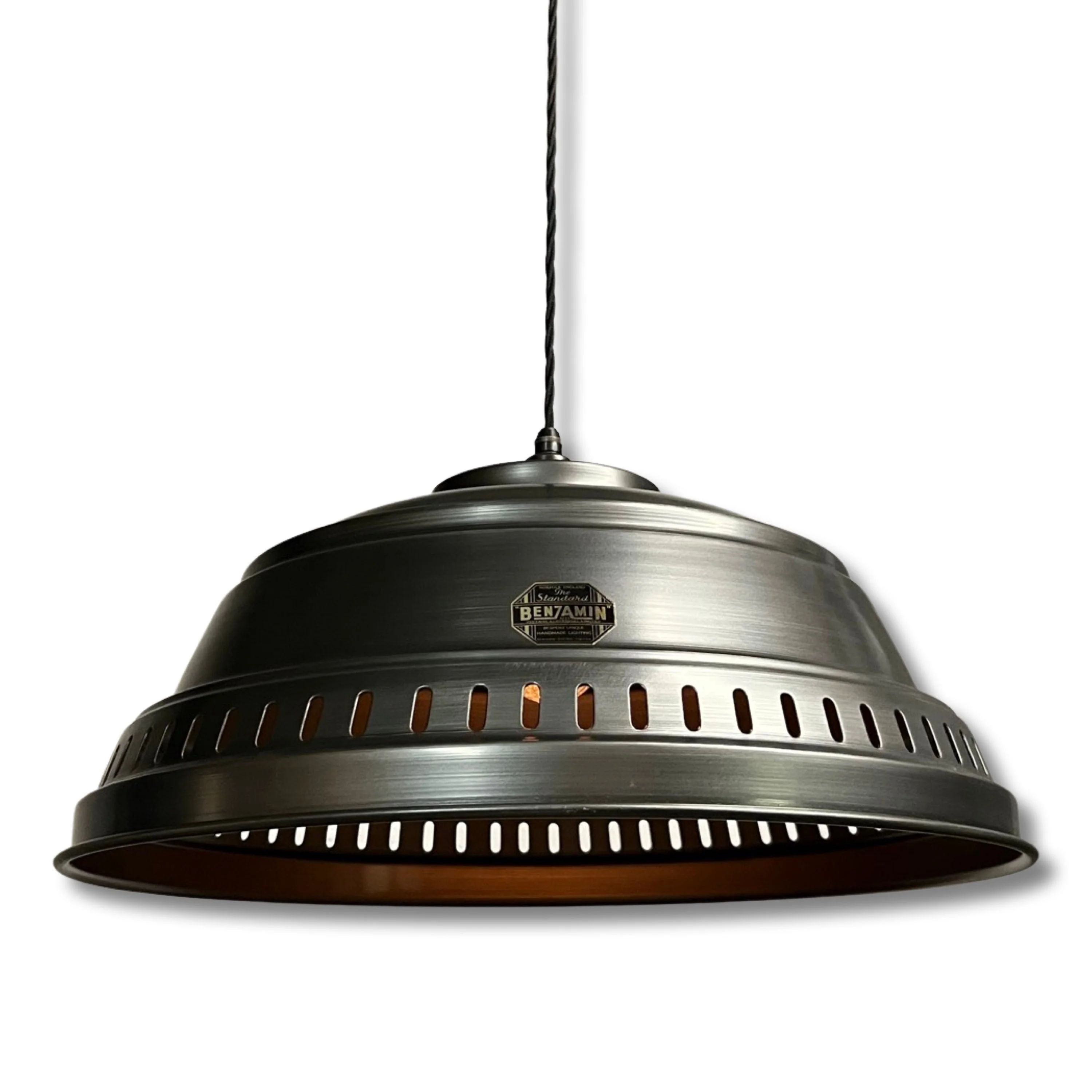 Drayton ~ Pewter Industrial factory shade light ceiling dining room kitchen table vintage edison filament lamps pendant 20 Inch *Factory Second*