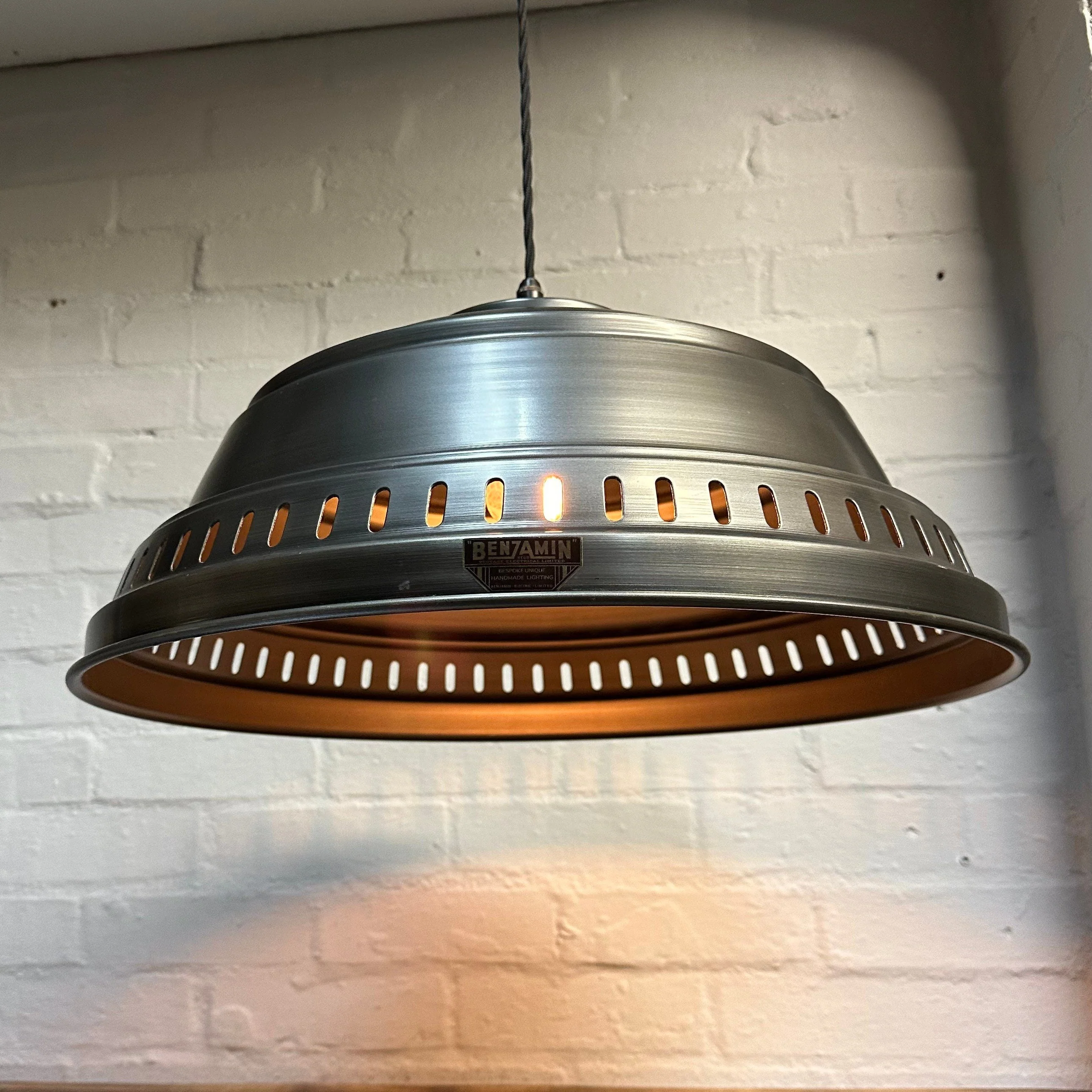 Drayton ~ Pewter Industrial factory shade light ceiling dining room kitchen table vintage edison filament lamps pendant 20 Inch *Factory Second* - Image 3