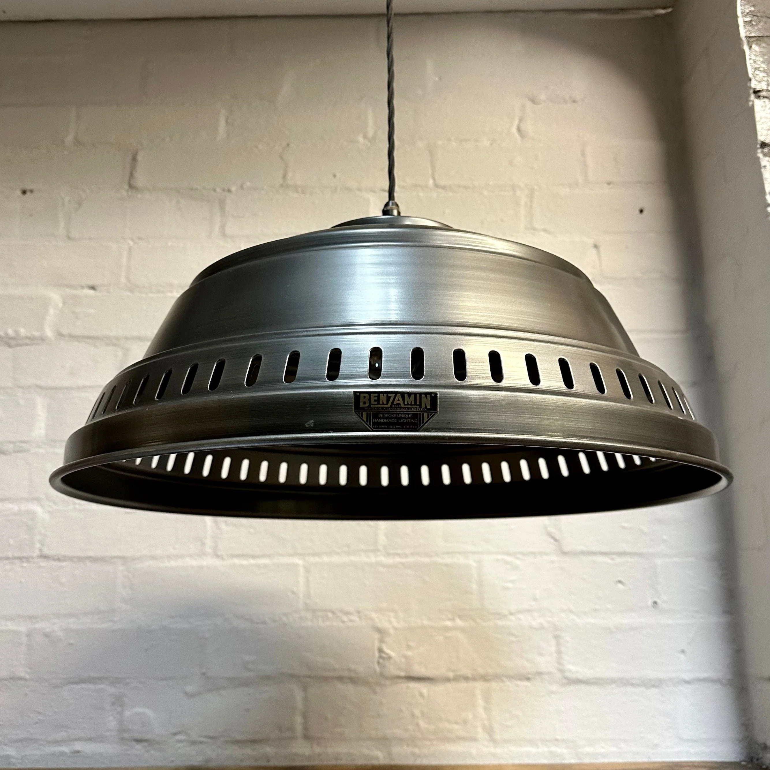 Drayton ~ Pewter Industrial factory shade light ceiling dining room kitchen table vintage edison filament lamps pendant 20 Inch *Factory Second* - Image 4