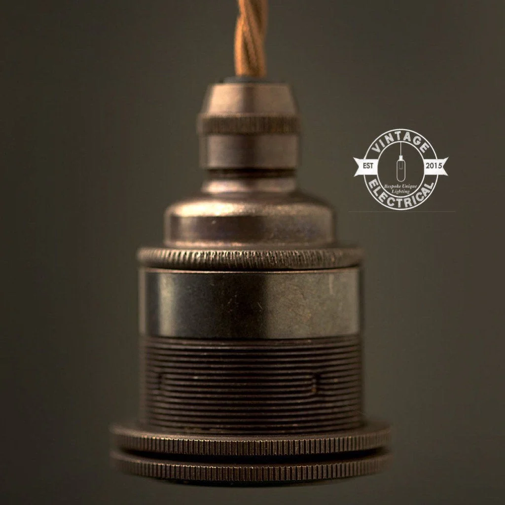 E27 Period Bronze Pewter Black Pendant Lampholder | Bayonet e27 Fitting With Cable Grip - Image 3