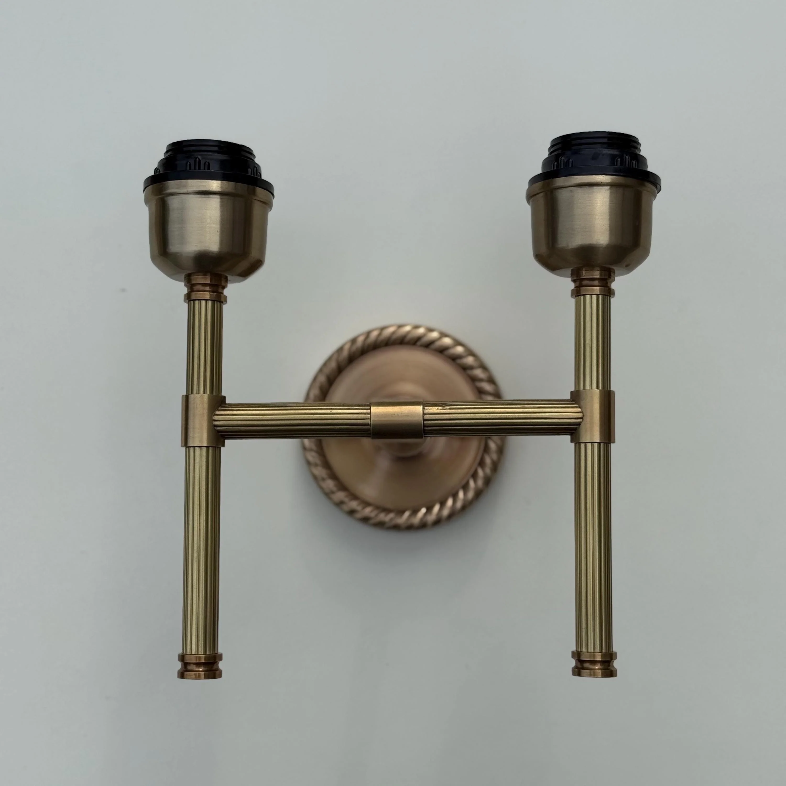 Felbrigg ~ Double Antique Brass Wall Sconce Industrial Vintage Light