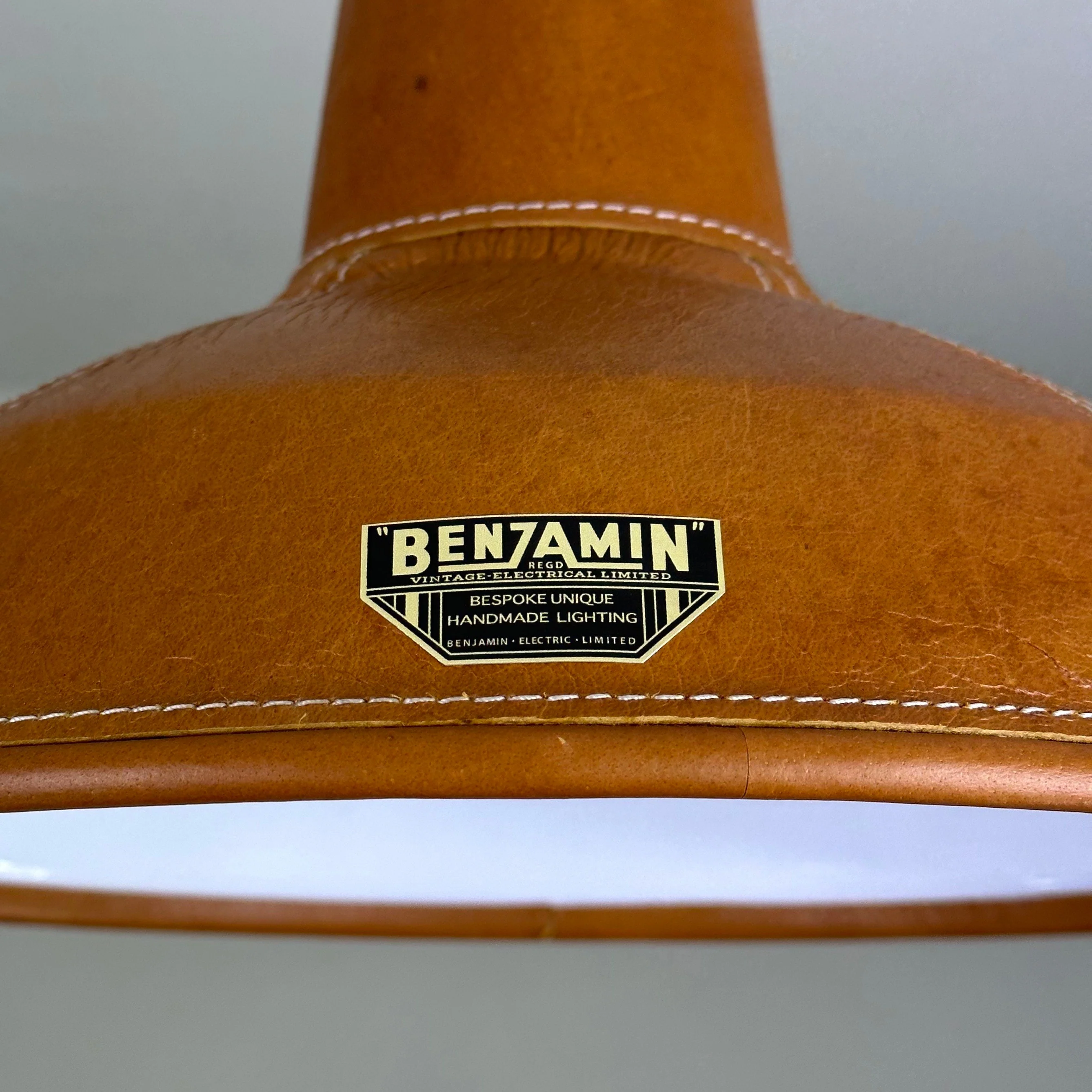 Filby ~ Tan Genuine Leather RLM Reflector Lampshade Pendant Set Light ~ 12.5 Inch - Image 4