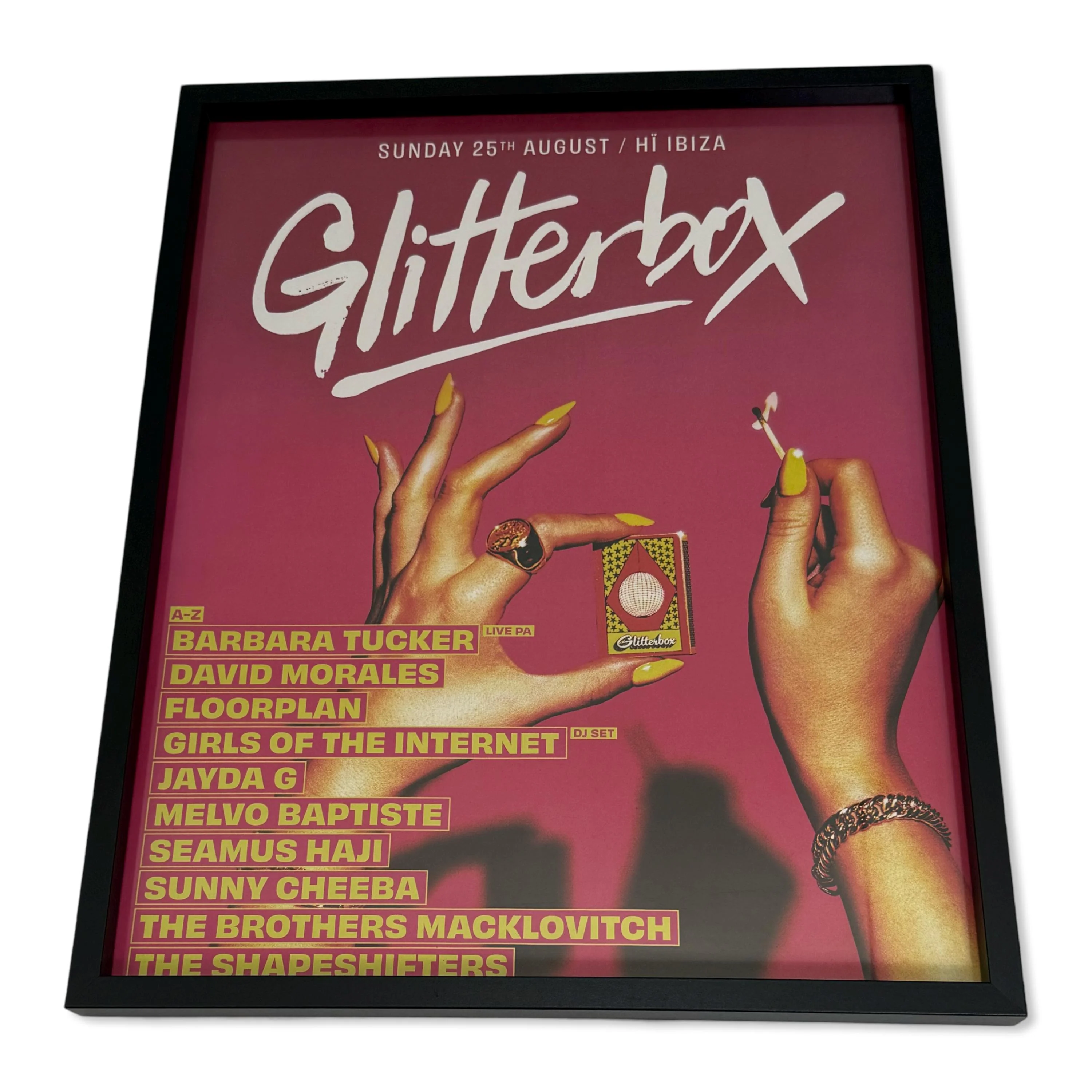 Glitterbox - Genuine Hi Ibiza Framed Dj Artwork | A3 Luxury Black Frame