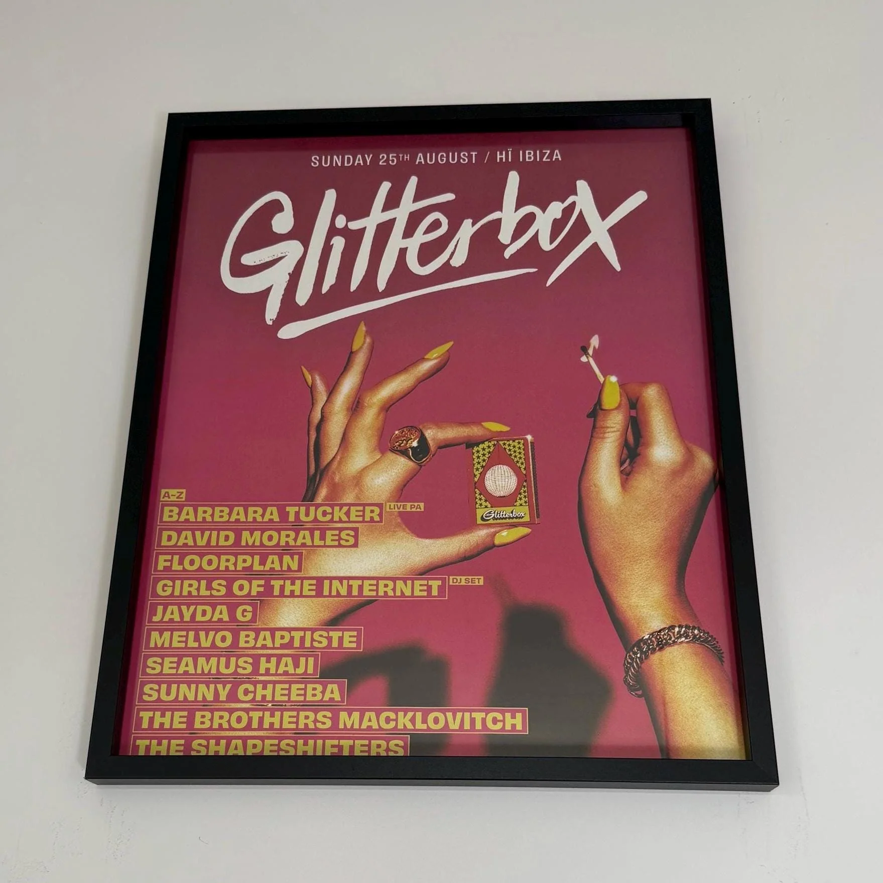 Glitterbox - Genuine Hi Ibiza Framed Dj Artwork | A3 Luxury Black Frame - Image 2