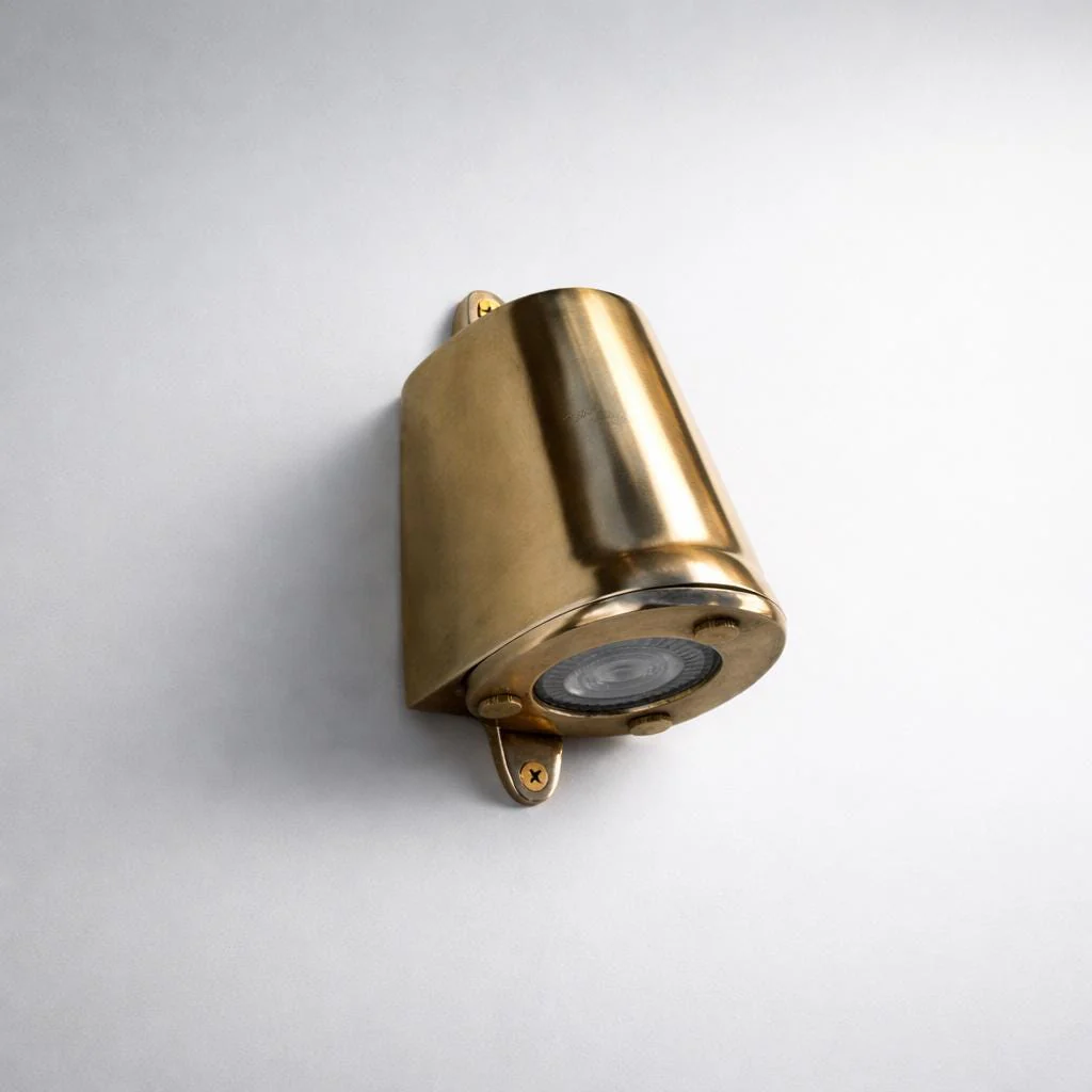 Holt ~ Raw Solid Brass Mast Down Wall Light Mains LED Outdoor & Bathroom - Image 6