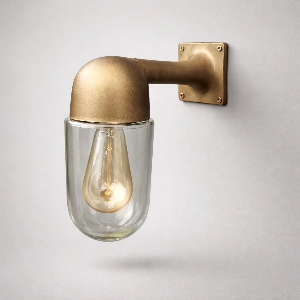 Langham - Raw Antique Brass Wall Light Outdoor & Bathroom Sconce - Image 3