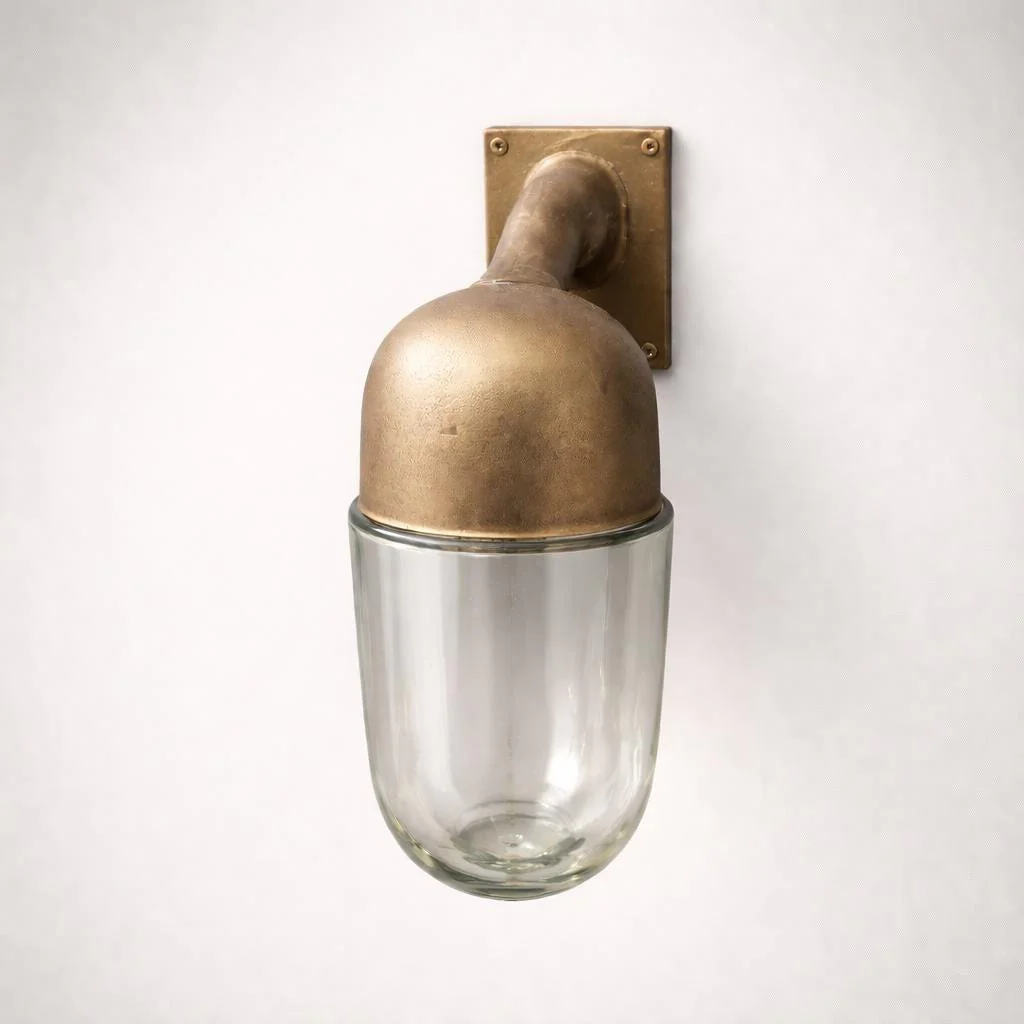 Langham - Raw Antique Brass Wall Light Outdoor & Bathroom Sconce - Image 5