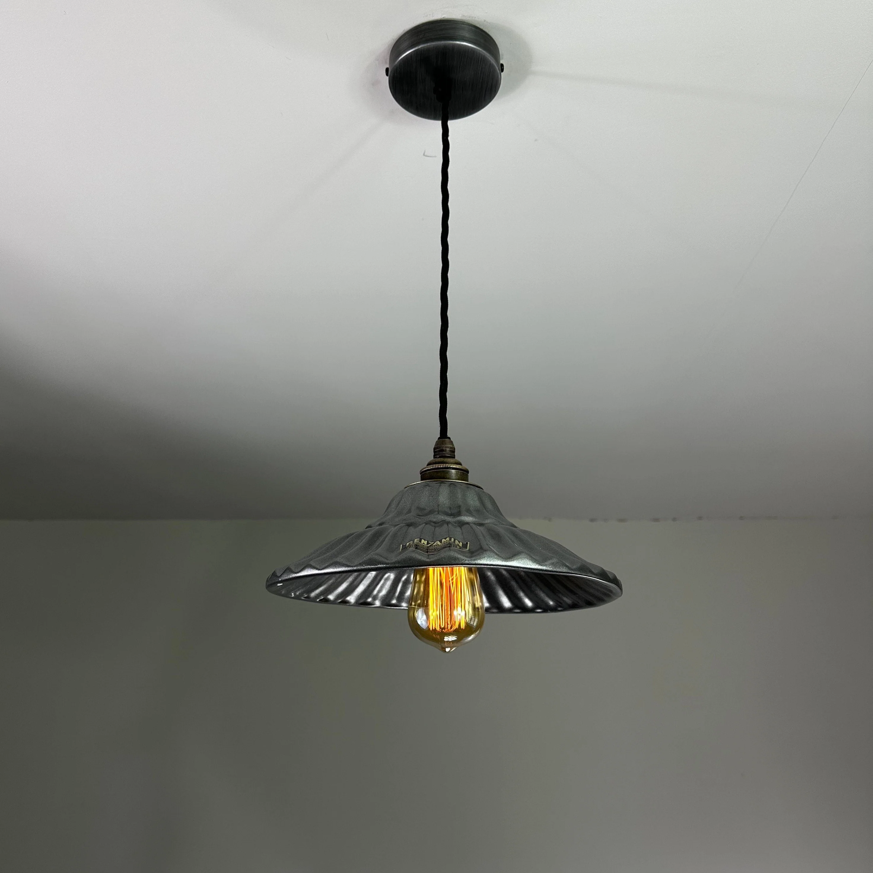 Lenwade ~ Pewter Grey Ceramic Shade Light Ceiling Dining Room Kitchen Table Vintage Edison Filament Lamps Pendant Odette - Image 3