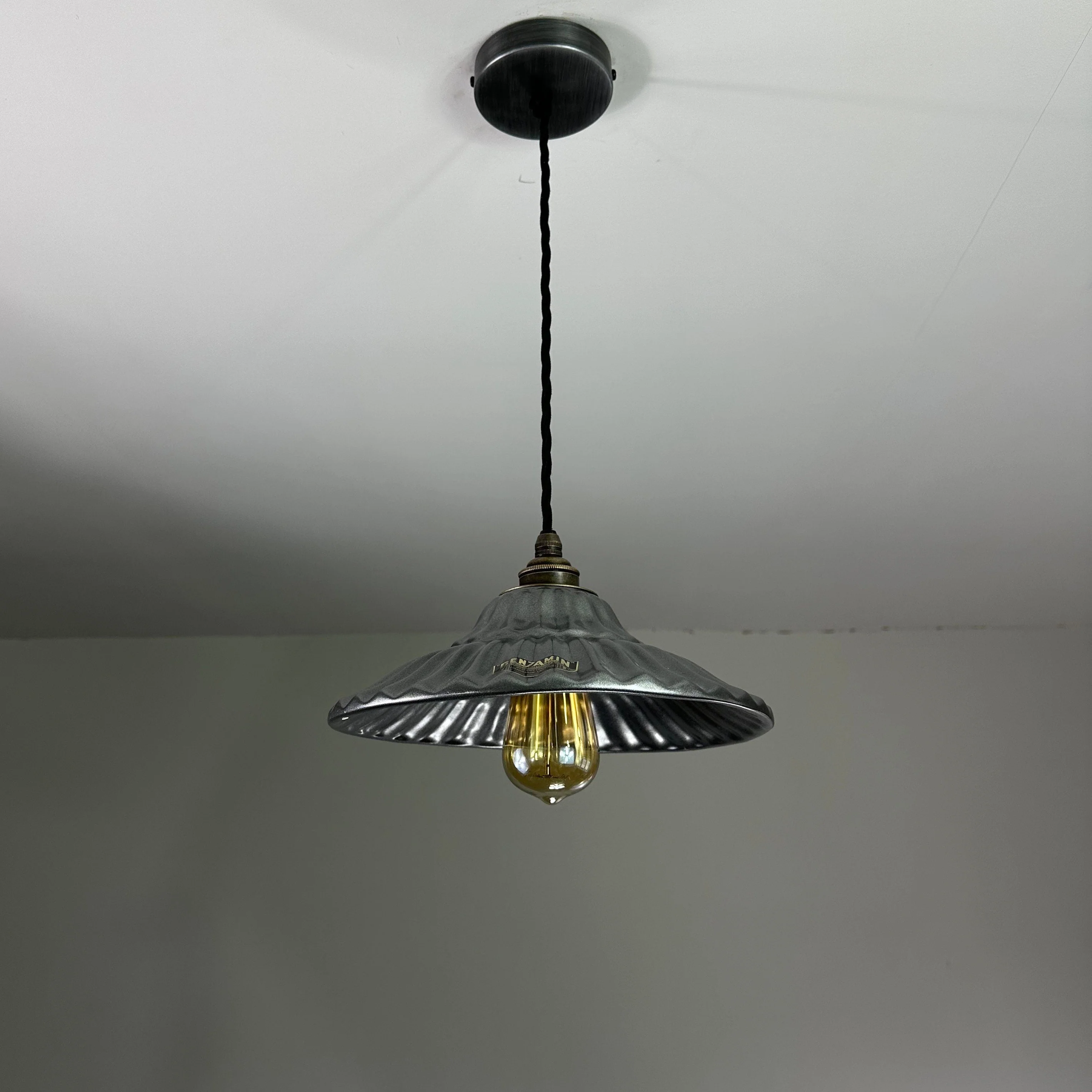 Lenwade ~ Pewter Grey Ceramic Shade Light Ceiling Dining Room Kitchen Table Vintage Edison Filament Lamps Pendant Odette - Image 4