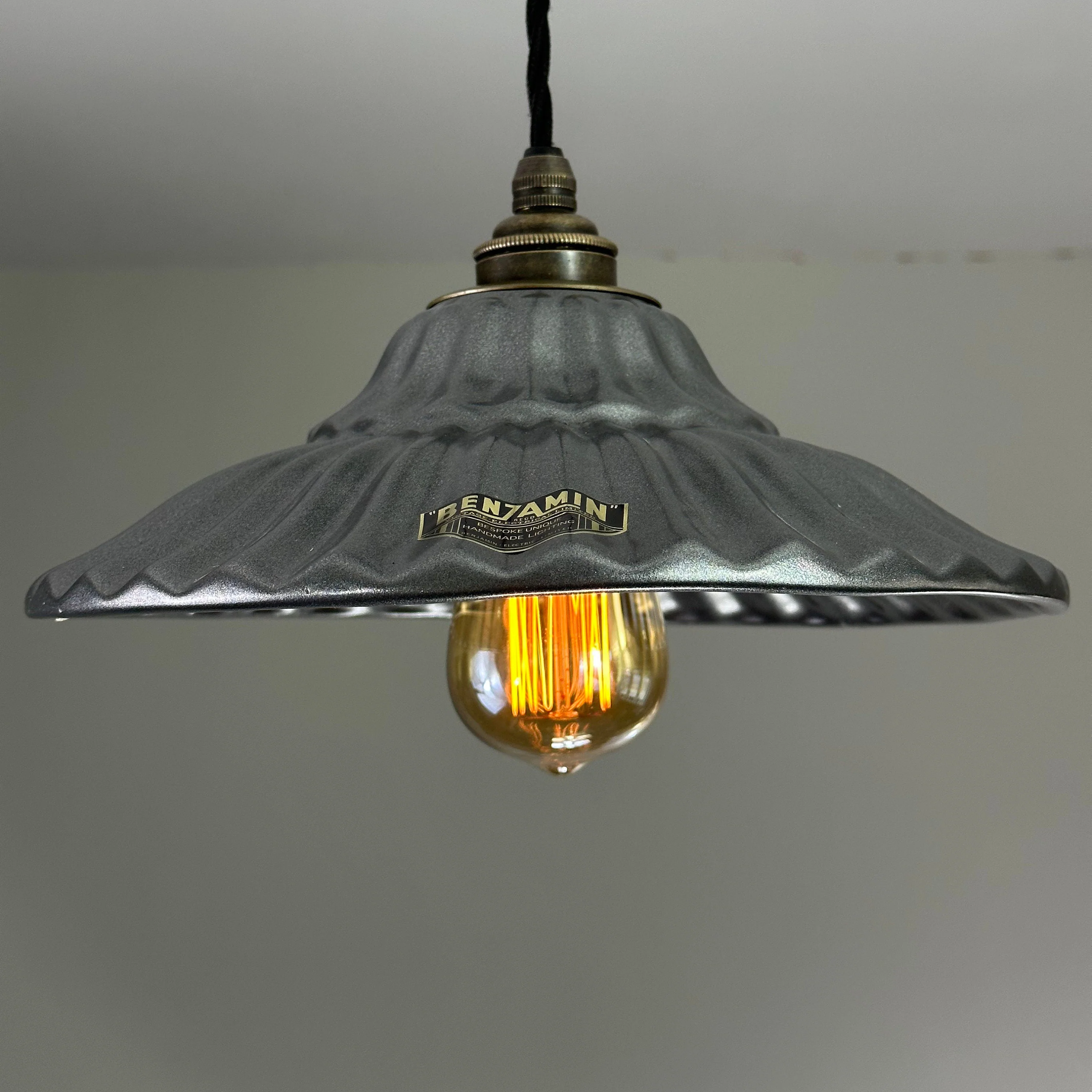 Lenwade ~ Pewter Grey Ceramic Shade Light Ceiling Dining Room Kitchen Table Vintage Edison Filament Lamps Pendant Odette - Image 6