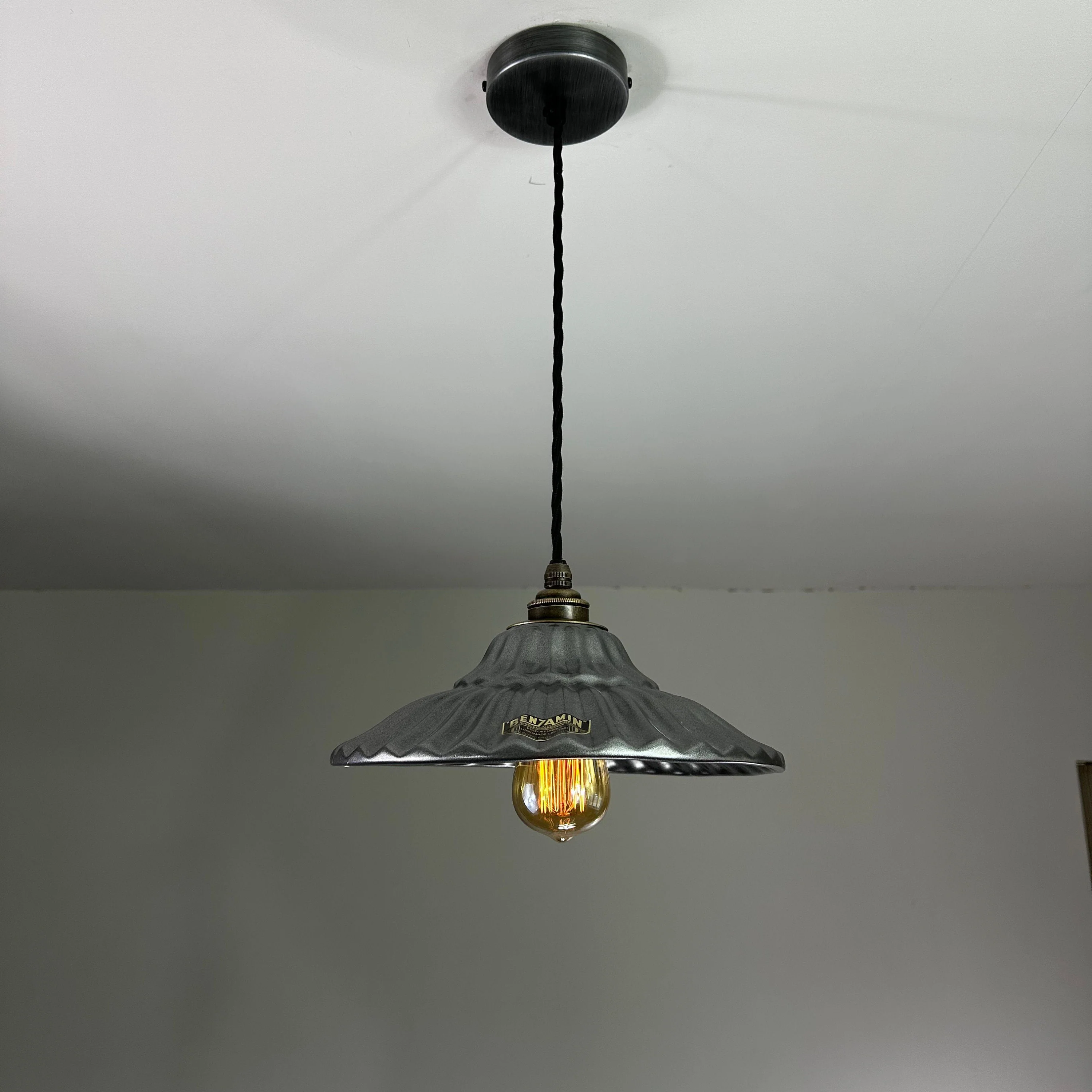 Lenwade ~ Pewter Grey Ceramic Shade Light Ceiling Dining Room Kitchen Table Vintage Edison Filament Lamps Pendant Odette - Image 7