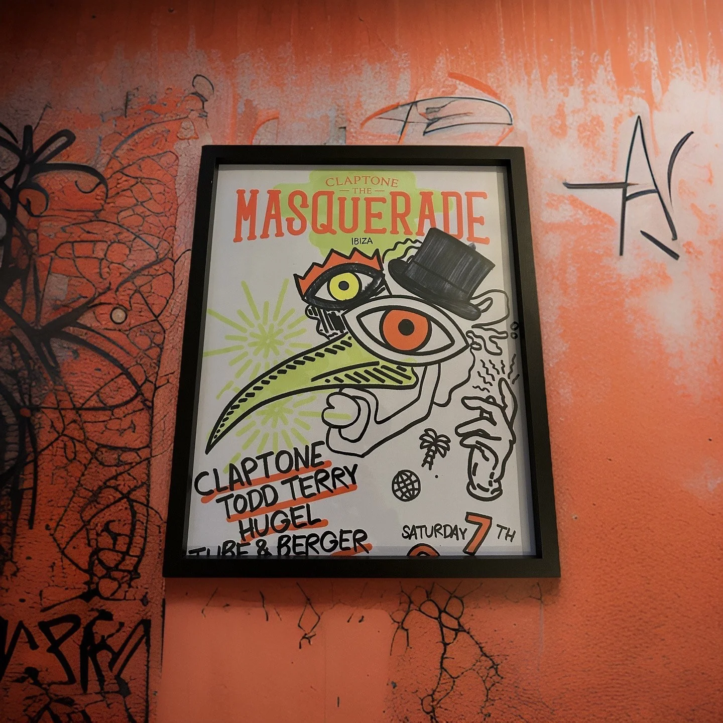 Masquerade ~ Genuine Official Pacha Ibiza Framed Dj Artwork Travel Poster | Luxury Black Frame - Image 2