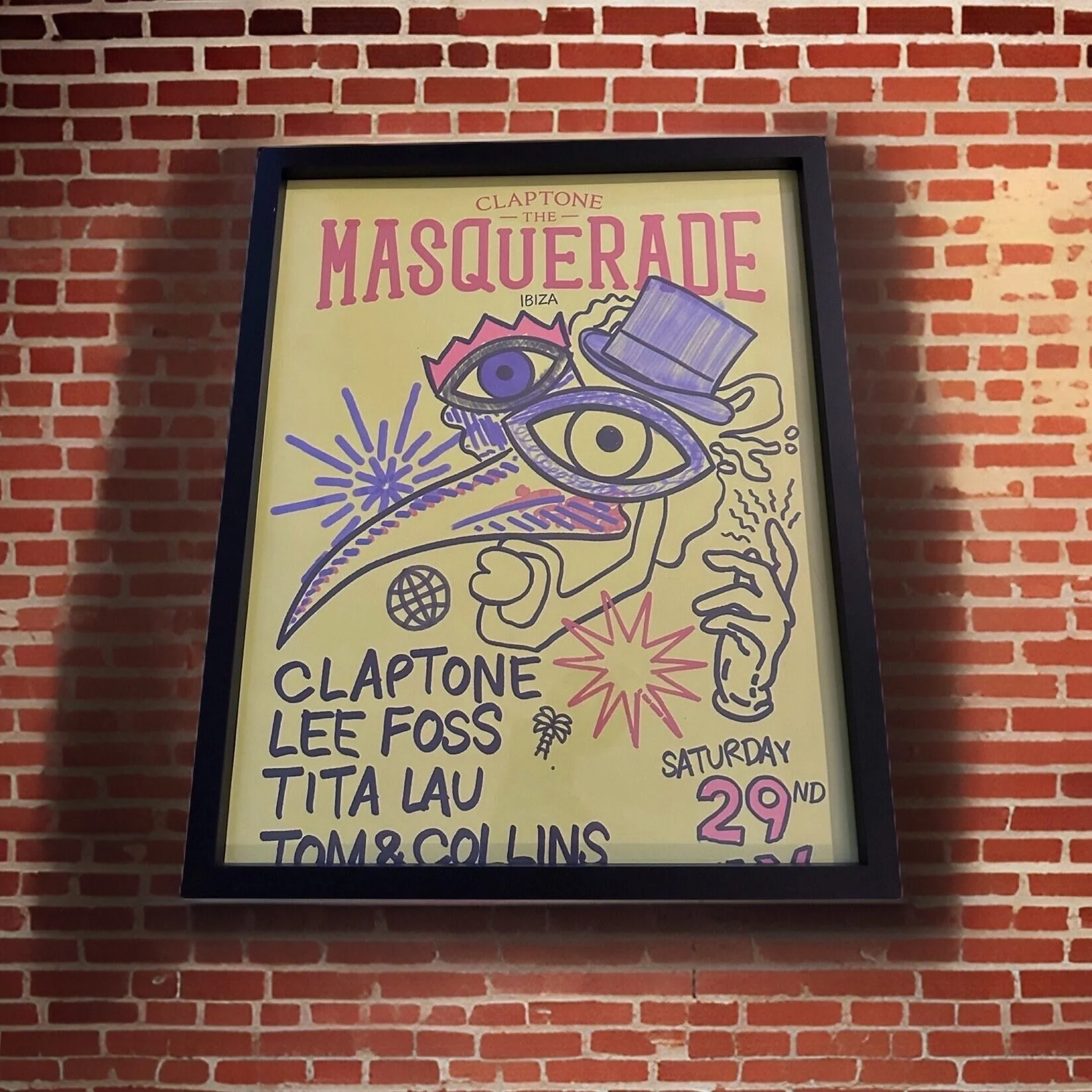 Masquerade ~ Genuine Official Pacha Ibiza Framed Dj Artwork Travel Poster | Luxury Black Frame - Image 2
