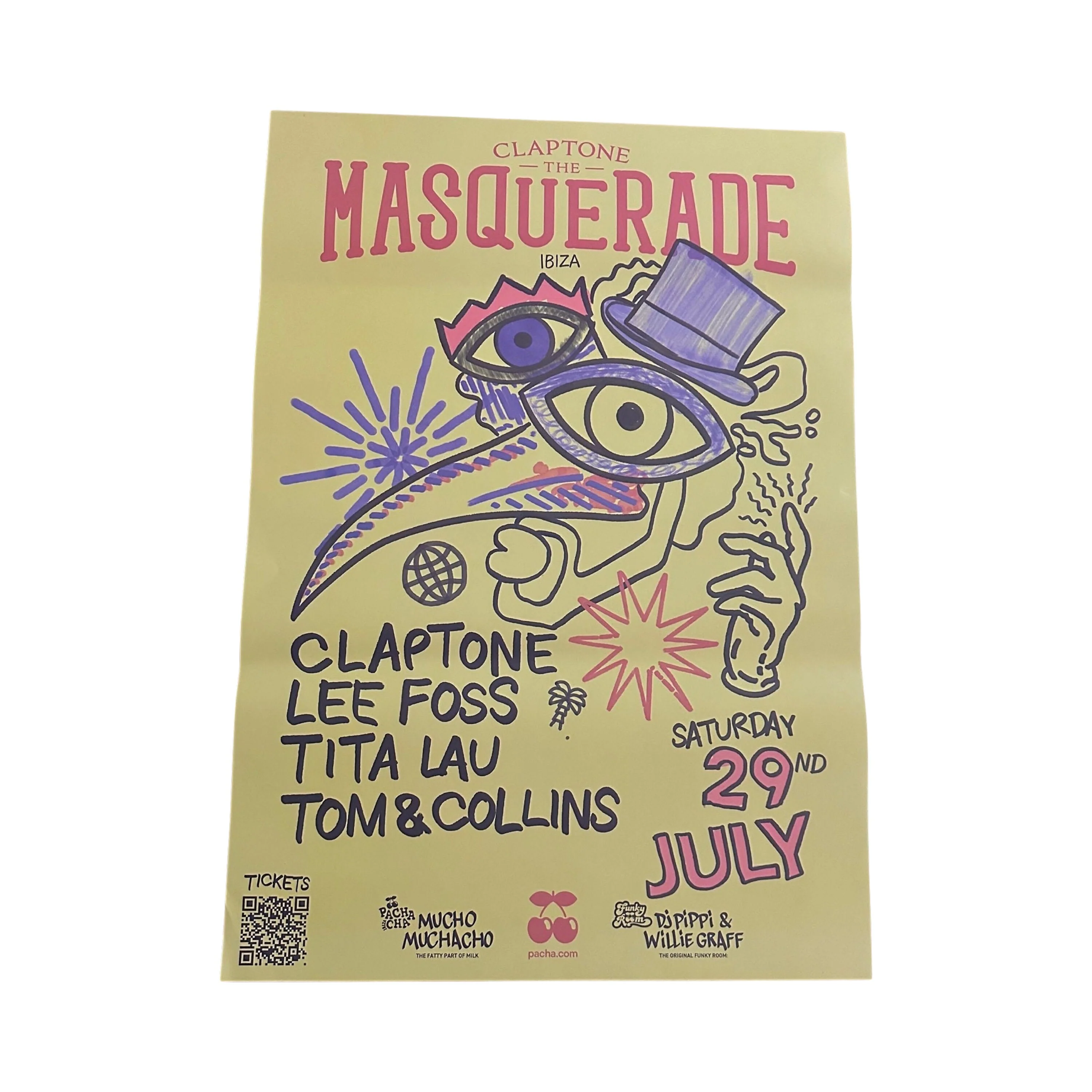 Masquerade ~ Genuine Official Pacha Ibiza Framed Dj Artwork Travel Poster | Luxury Black Frame - Image 3