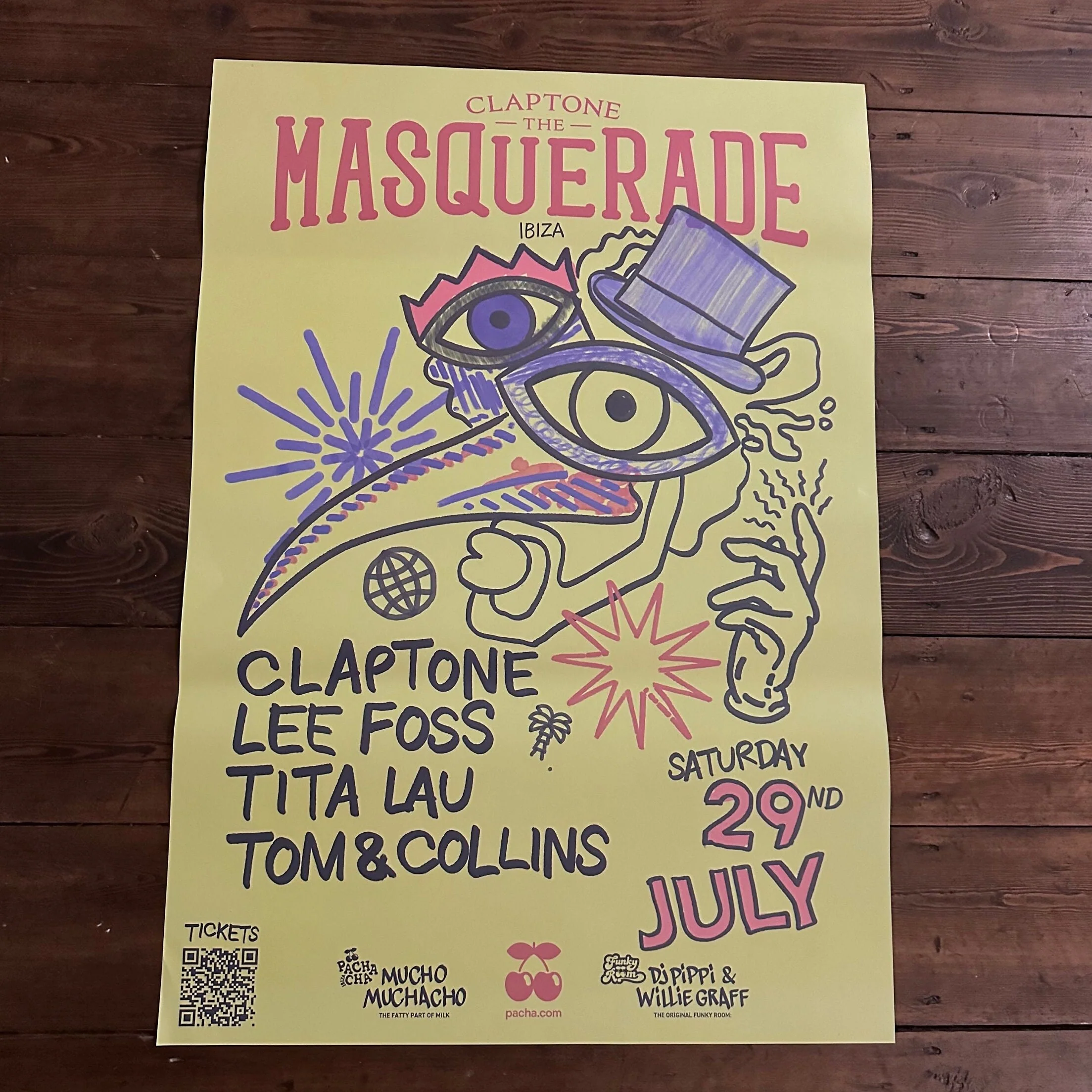 Masquerade ~ Genuine Official Pacha Ibiza Framed Dj Artwork Travel Poster | Luxury Black Frame - Image 4