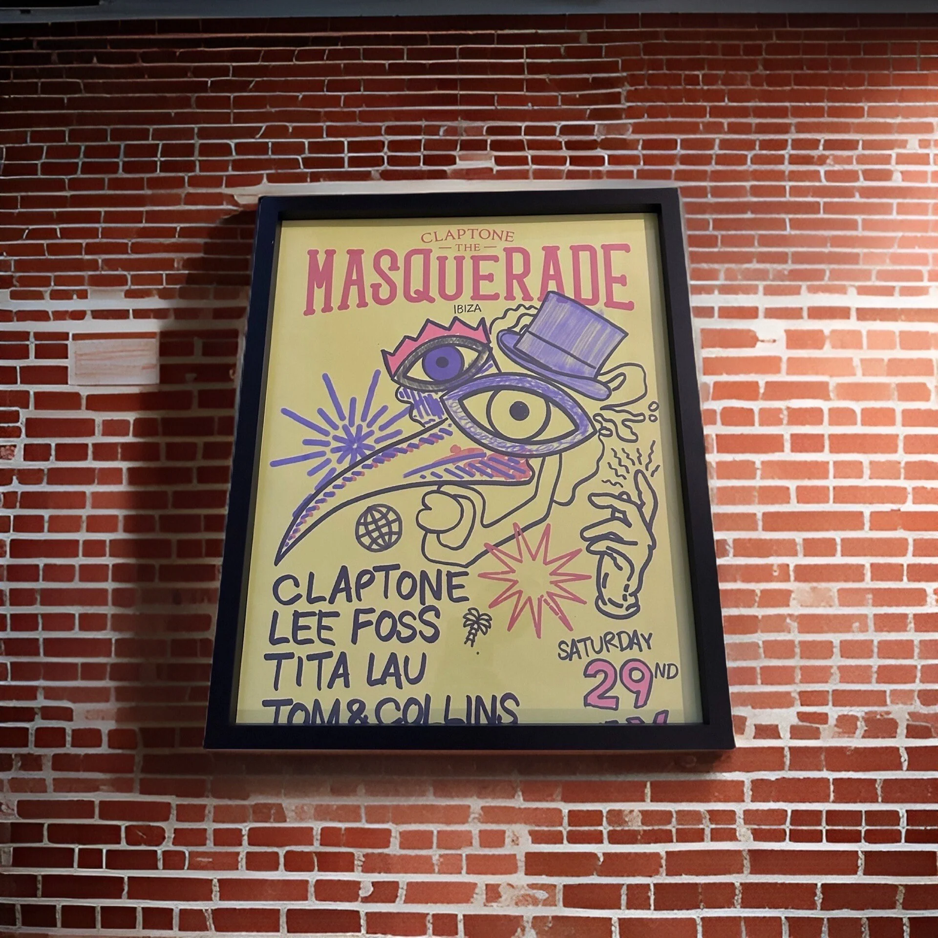 Masquerade ~ Genuine Official Pacha Ibiza Framed Dj Artwork Travel Poster | Luxury Black Frame - Image 8