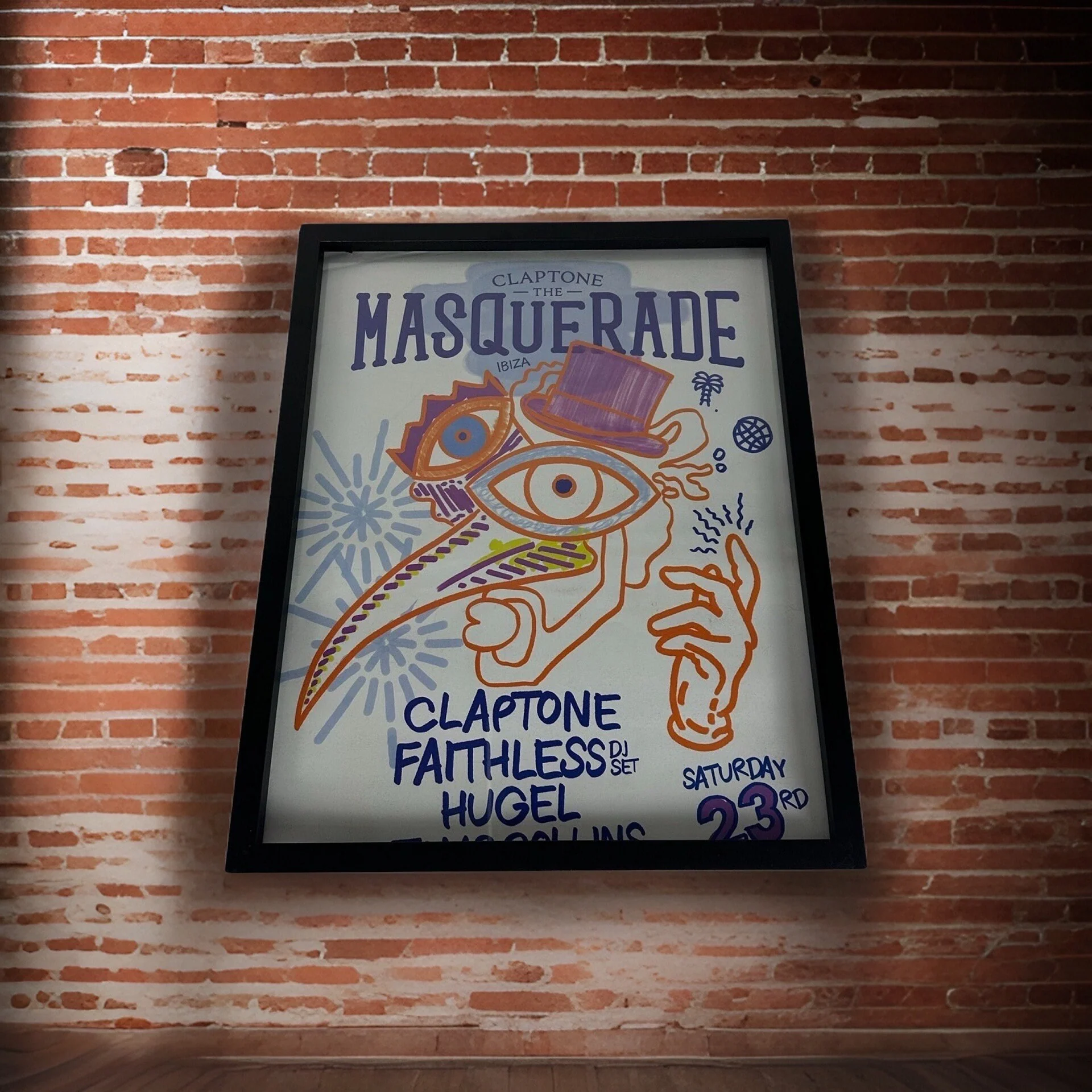 Masquerade ~ Genuine Official Pacha Ibiza Framed Dj Artwork Travel Poster | Luxury Black Frame - Image 2