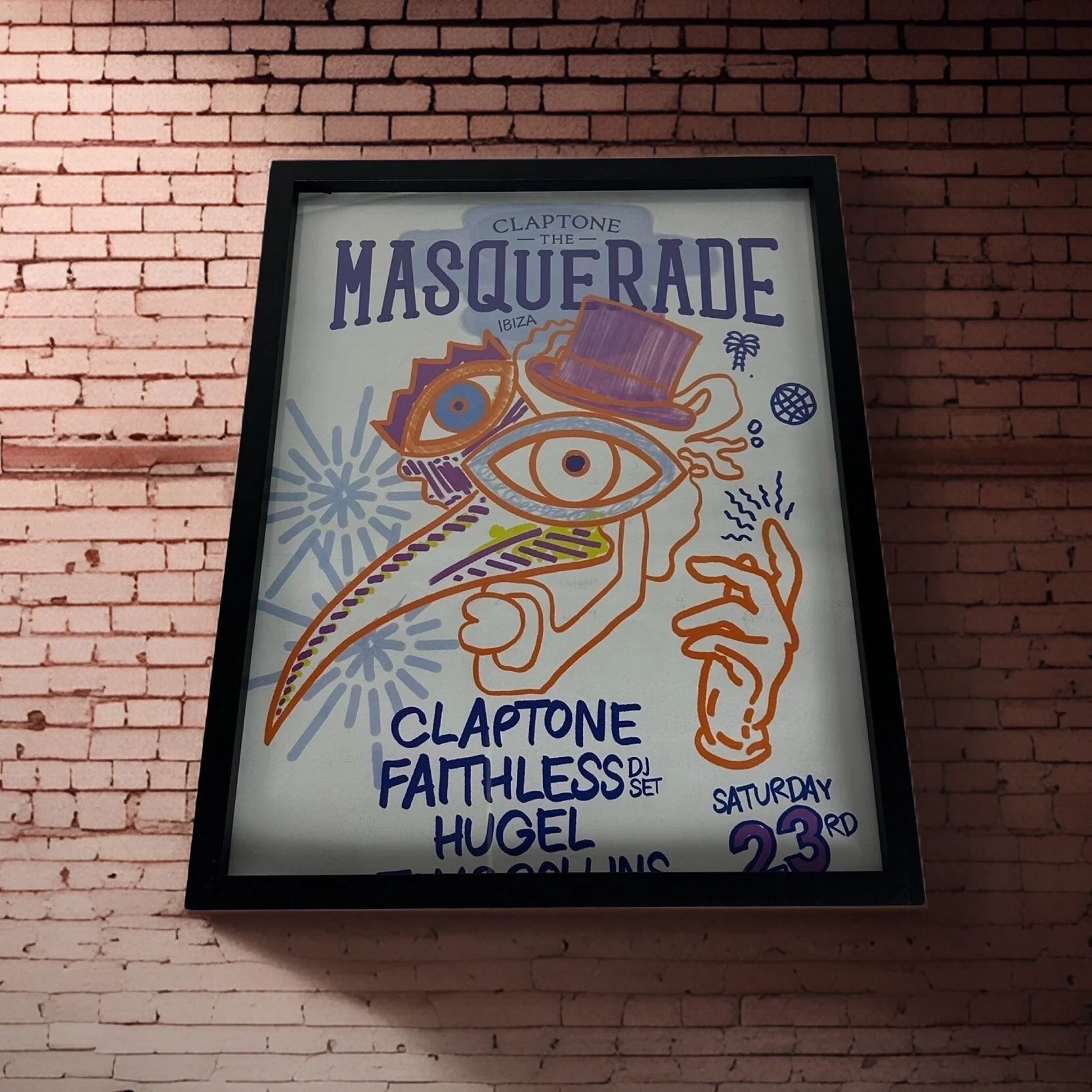 Masquerade ~ Genuine Official Pacha Ibiza Framed Dj Artwork Travel Poster | Luxury Black Frame - Image 4