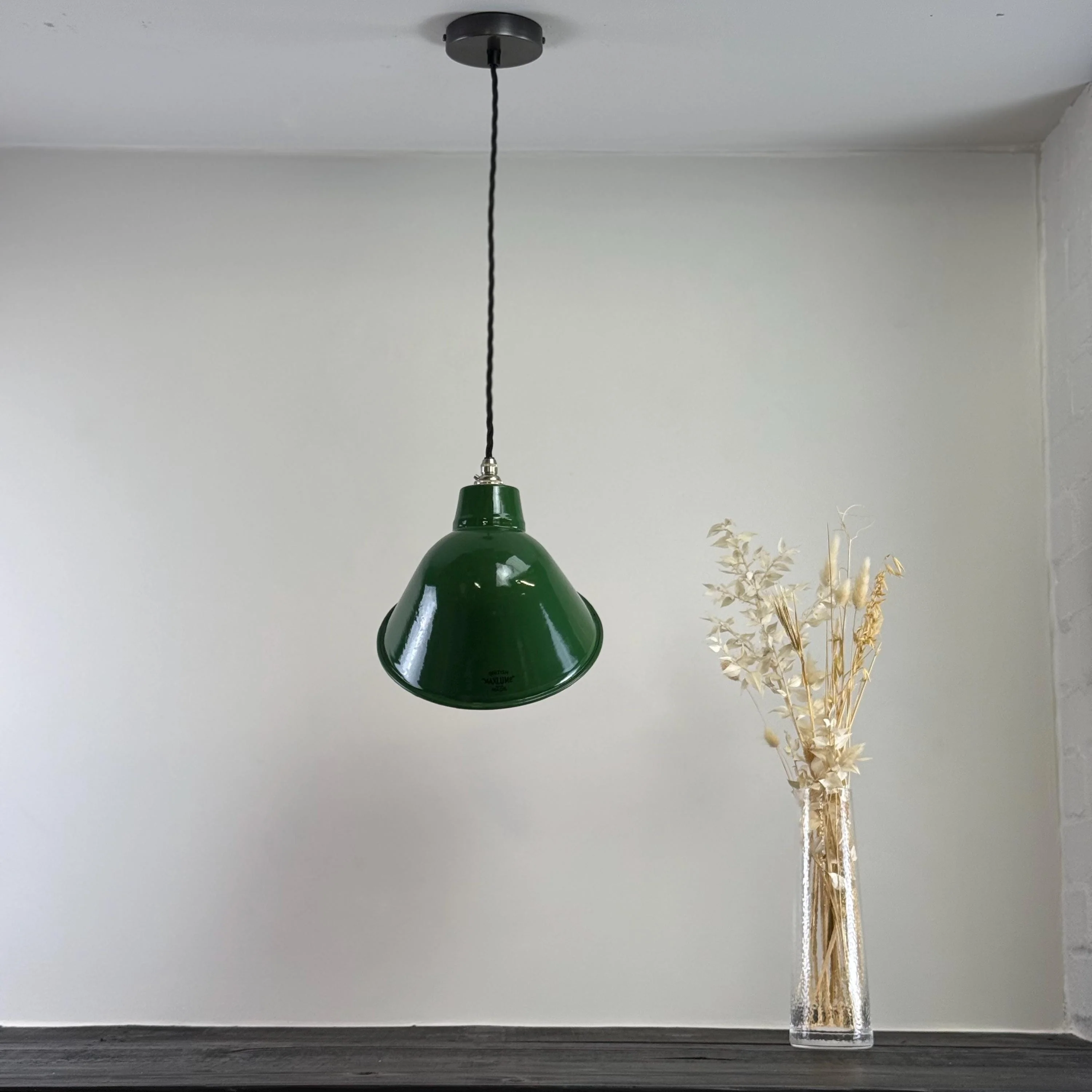 Maxlume 1920s Green Industrial Parabolic Angled Shade Pendant Set Light - Image 6